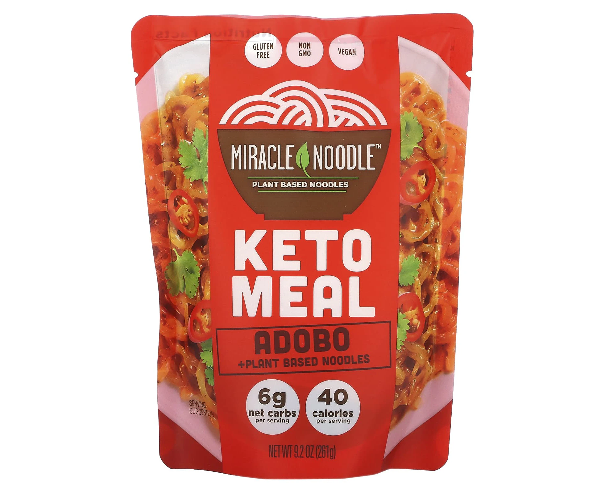 Miracle Noodle, Keto Meal, Adobo + Plant Based Noodles, 9.2 oz (261 g)