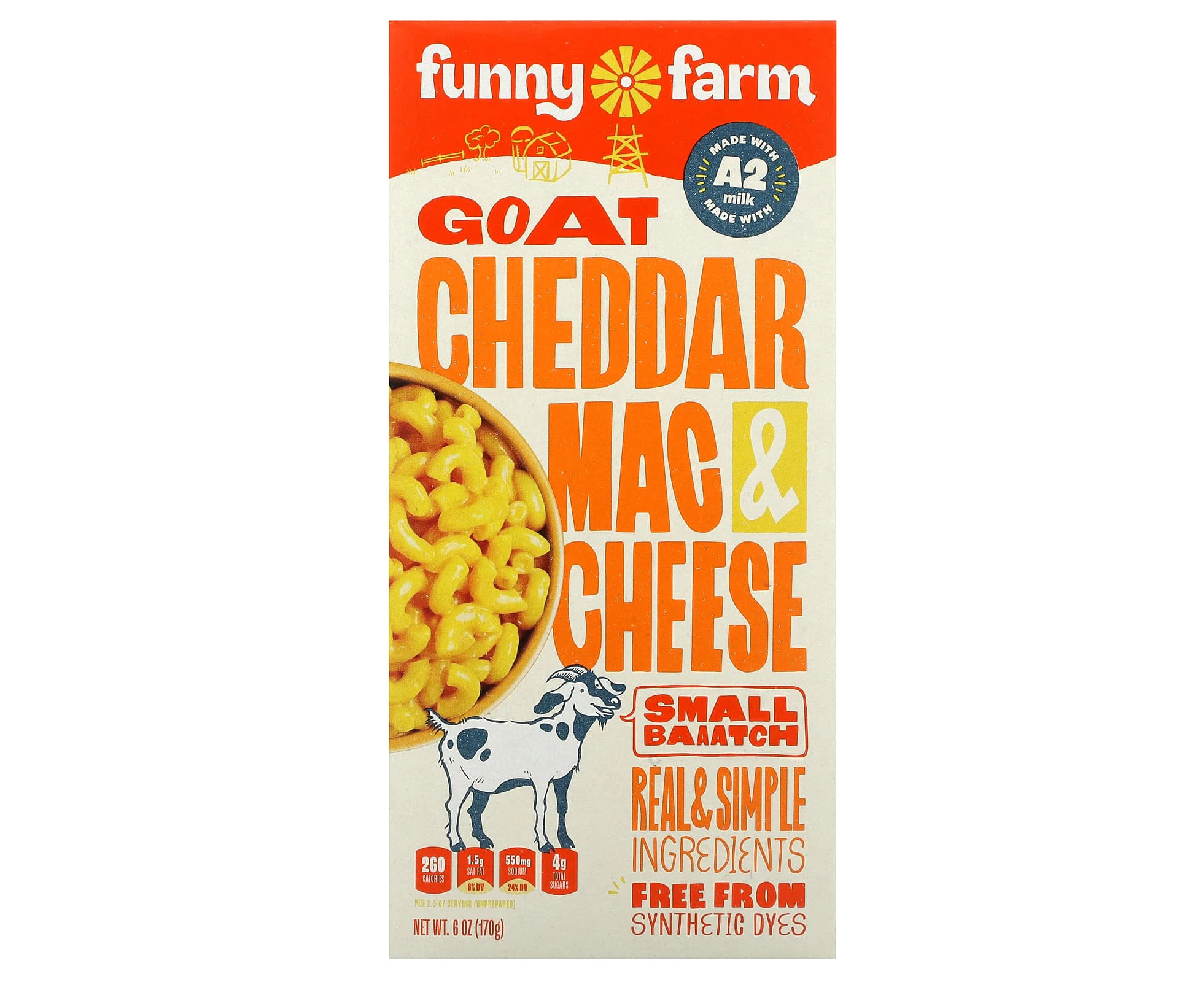 Funny Farm, Goat Cheddar Mac & Cheese, 6 oz (170 g)