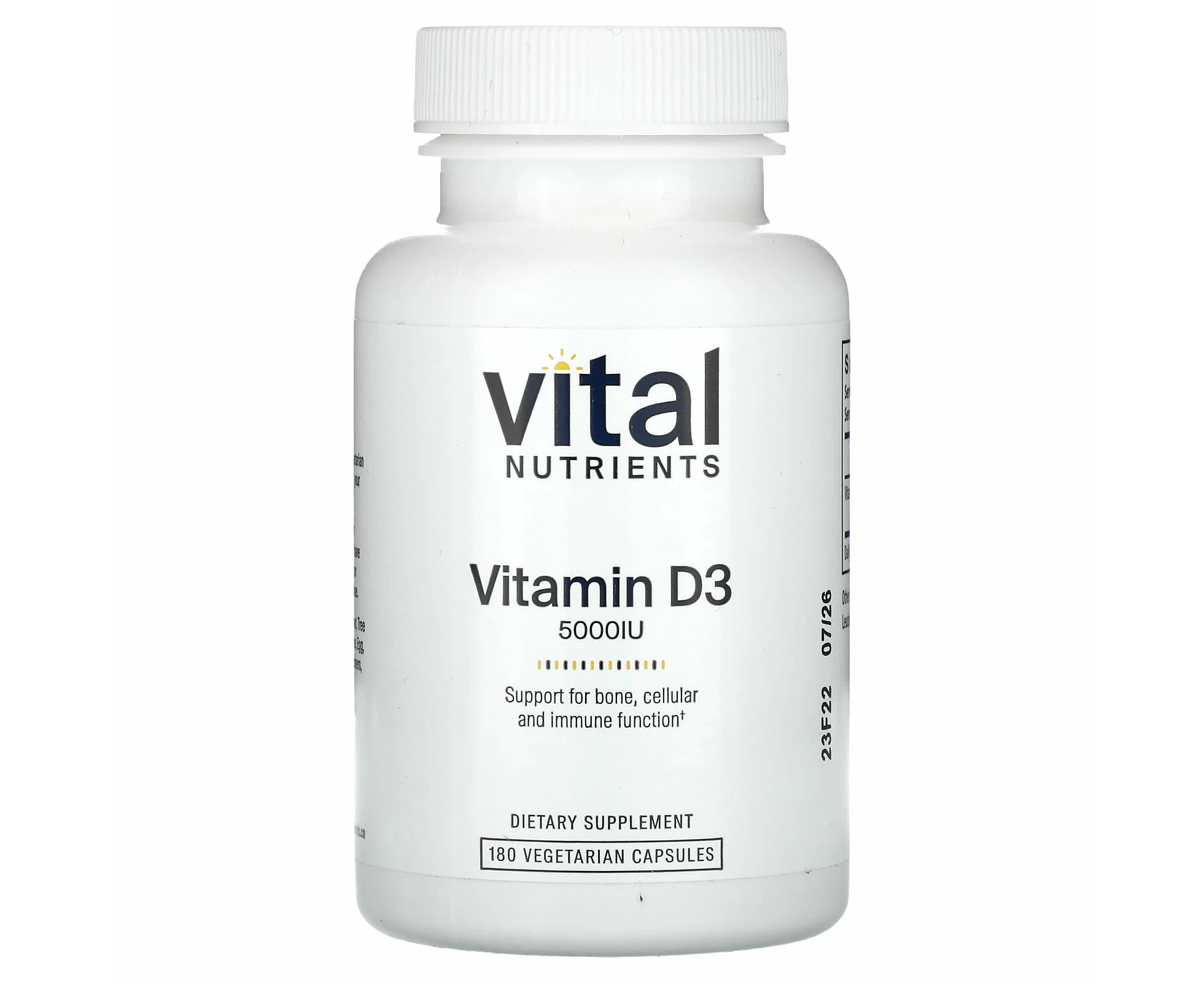 Vital Nutrients, Vitamin D3, 5,000 IU, 180 Vegetarian Capsules