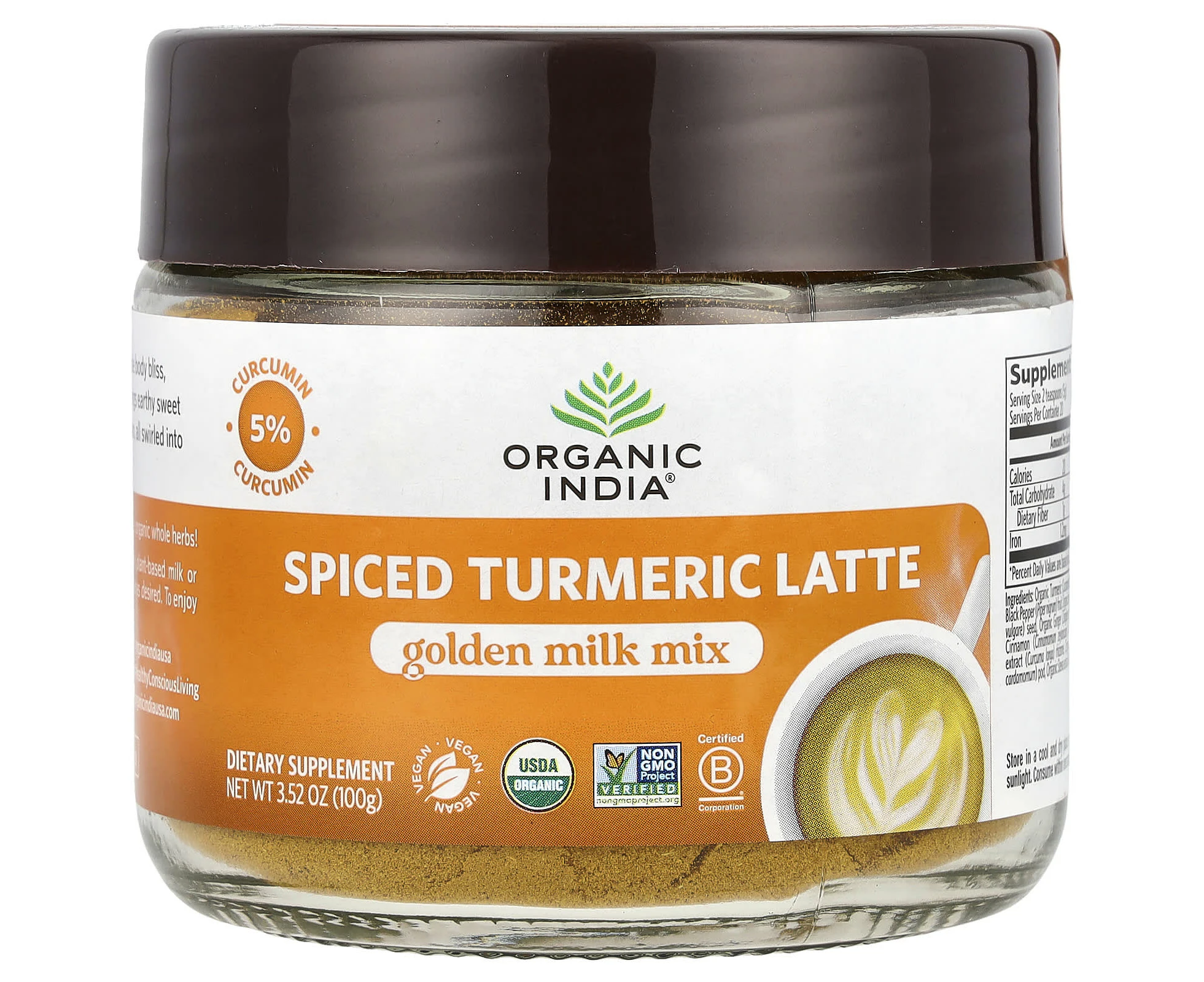 Organic India, Spiced Turmeric Latte, Golden Milk Mix, 3.52 oz (100 g)