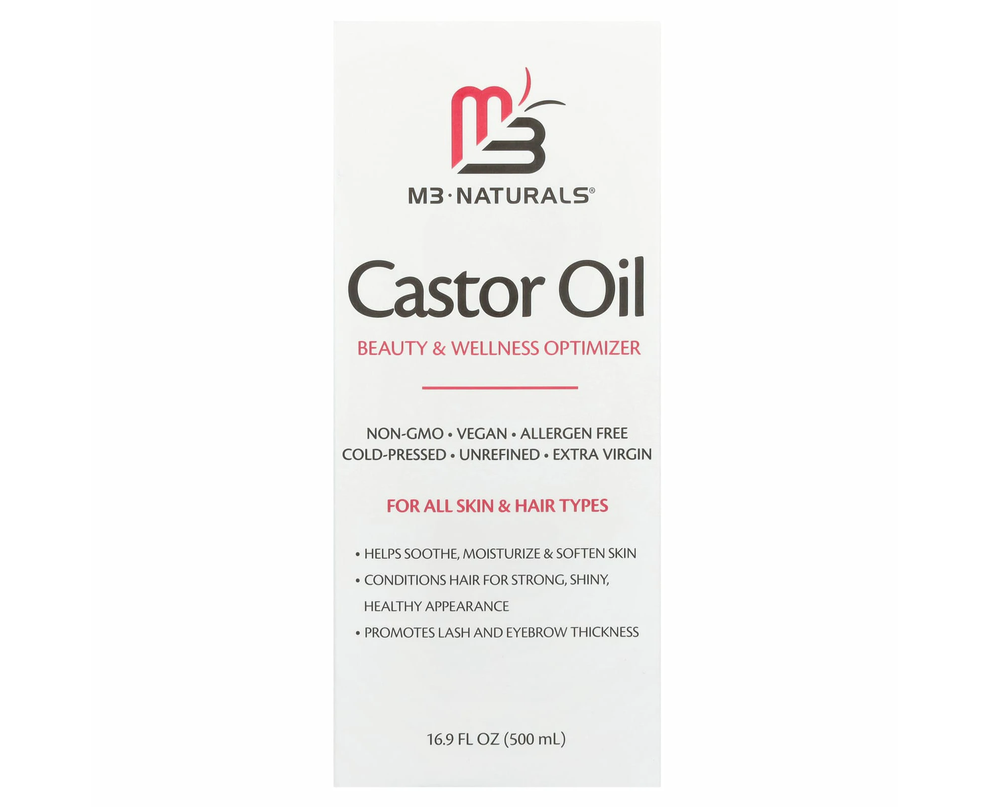 M3 Naturals, Castor Oil, For All Skin & Hair Types , 16.9 fl oz (500 ml)