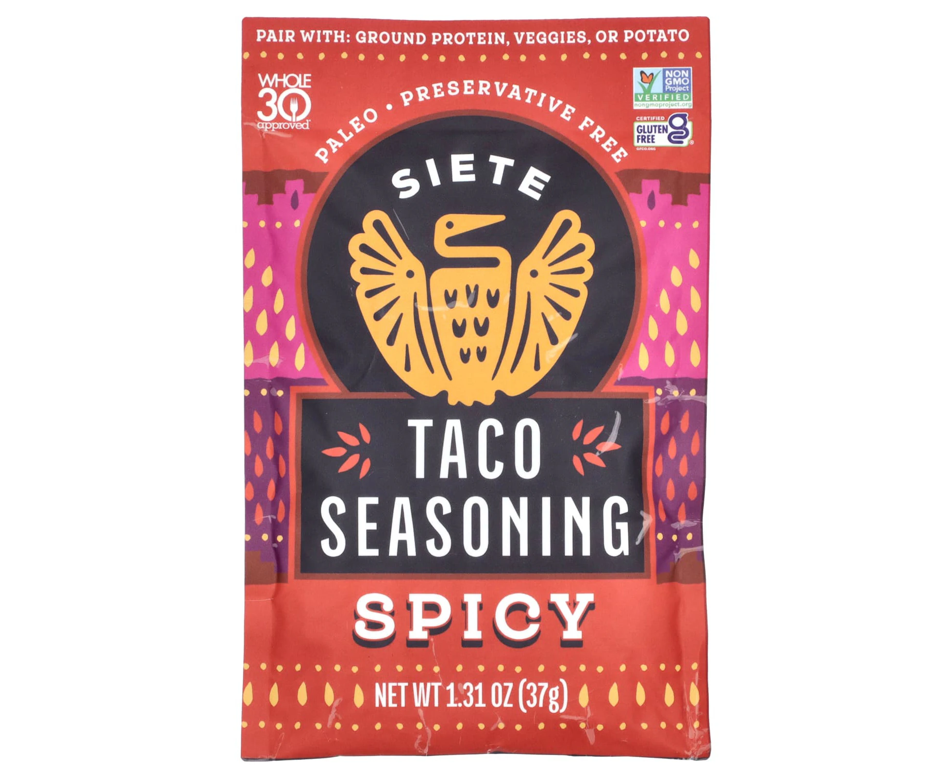 Siete, Taco Seasoning, Spicy, 1.31 oz (37 g)