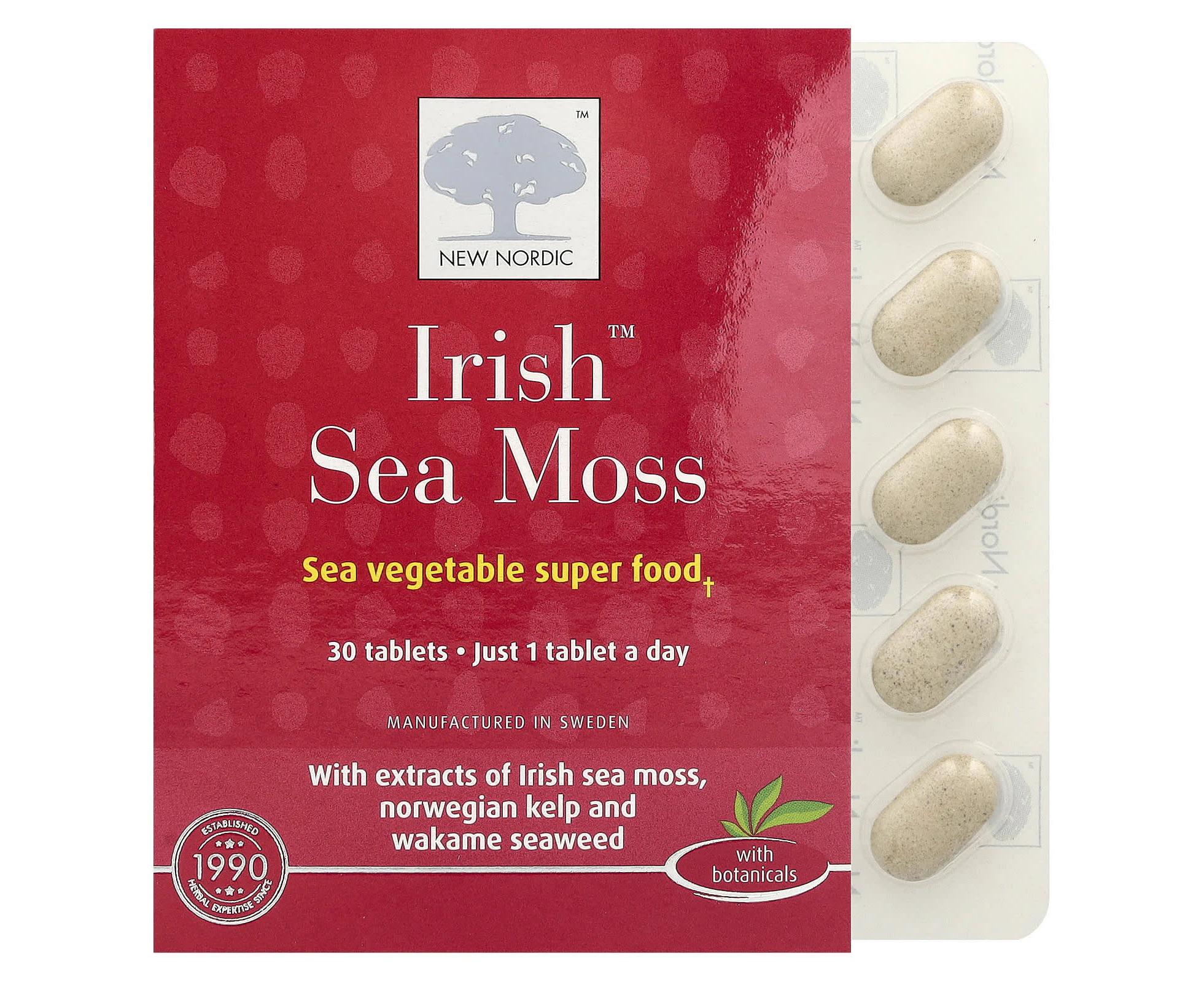 New Nordic, Irish Sea Moss, 30 Tablets