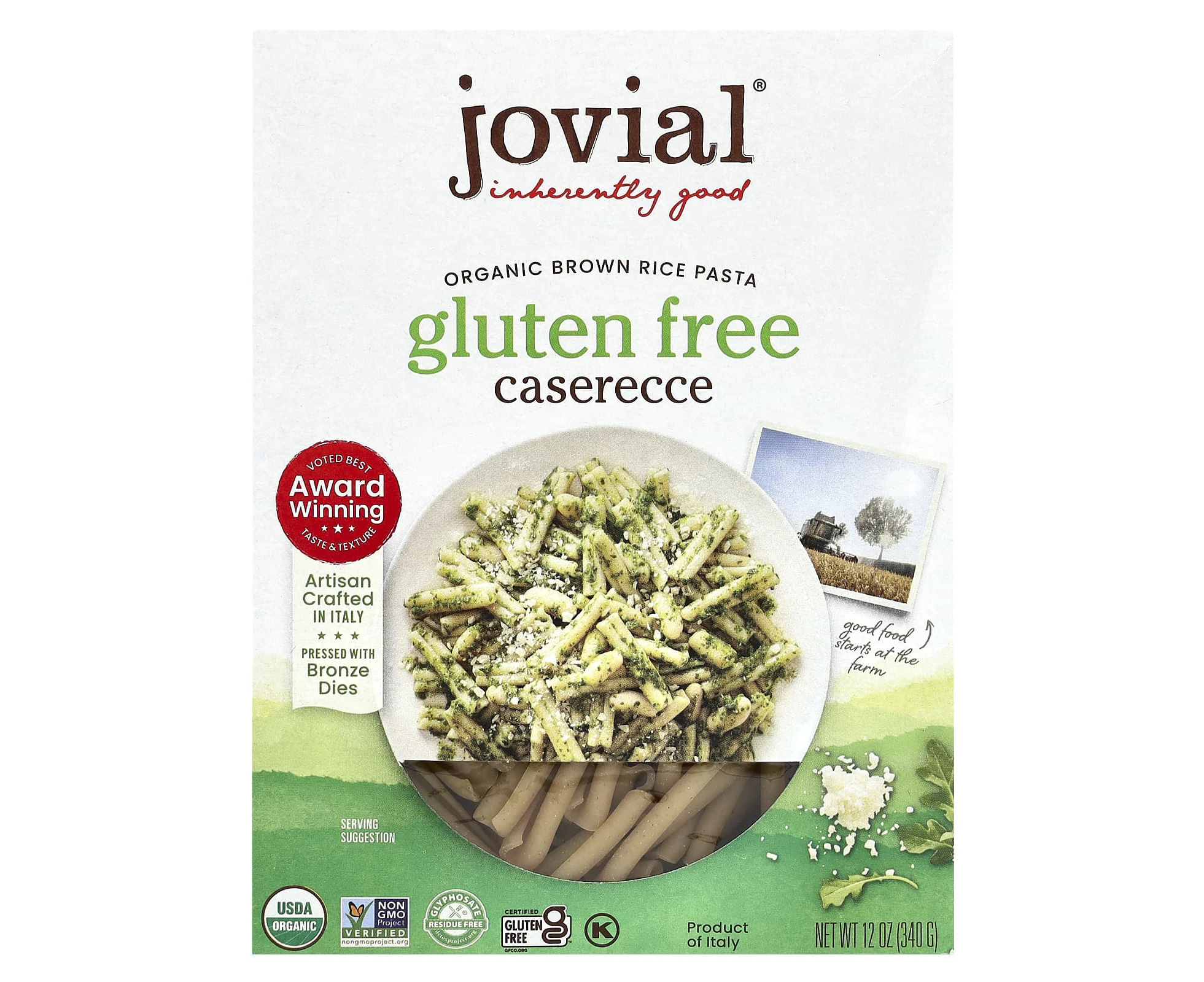 Jovial, Organic Brown Rice Pasta, Caserecce, 12 oz (340 g)