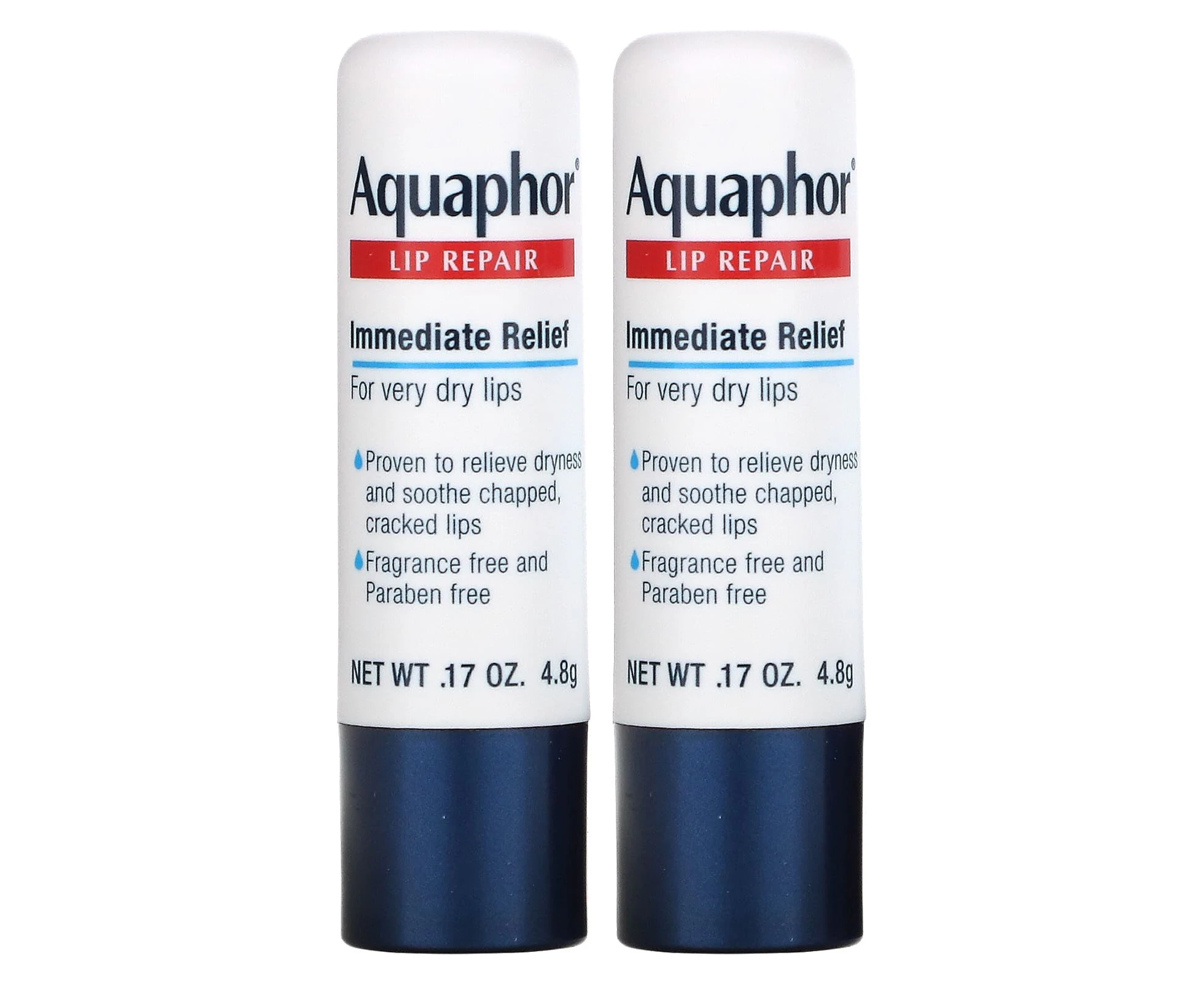 Aquaphor, Lip Repair Stick, Immediate Relief, 2 Sticks, 0.17 oz (4.8 g)