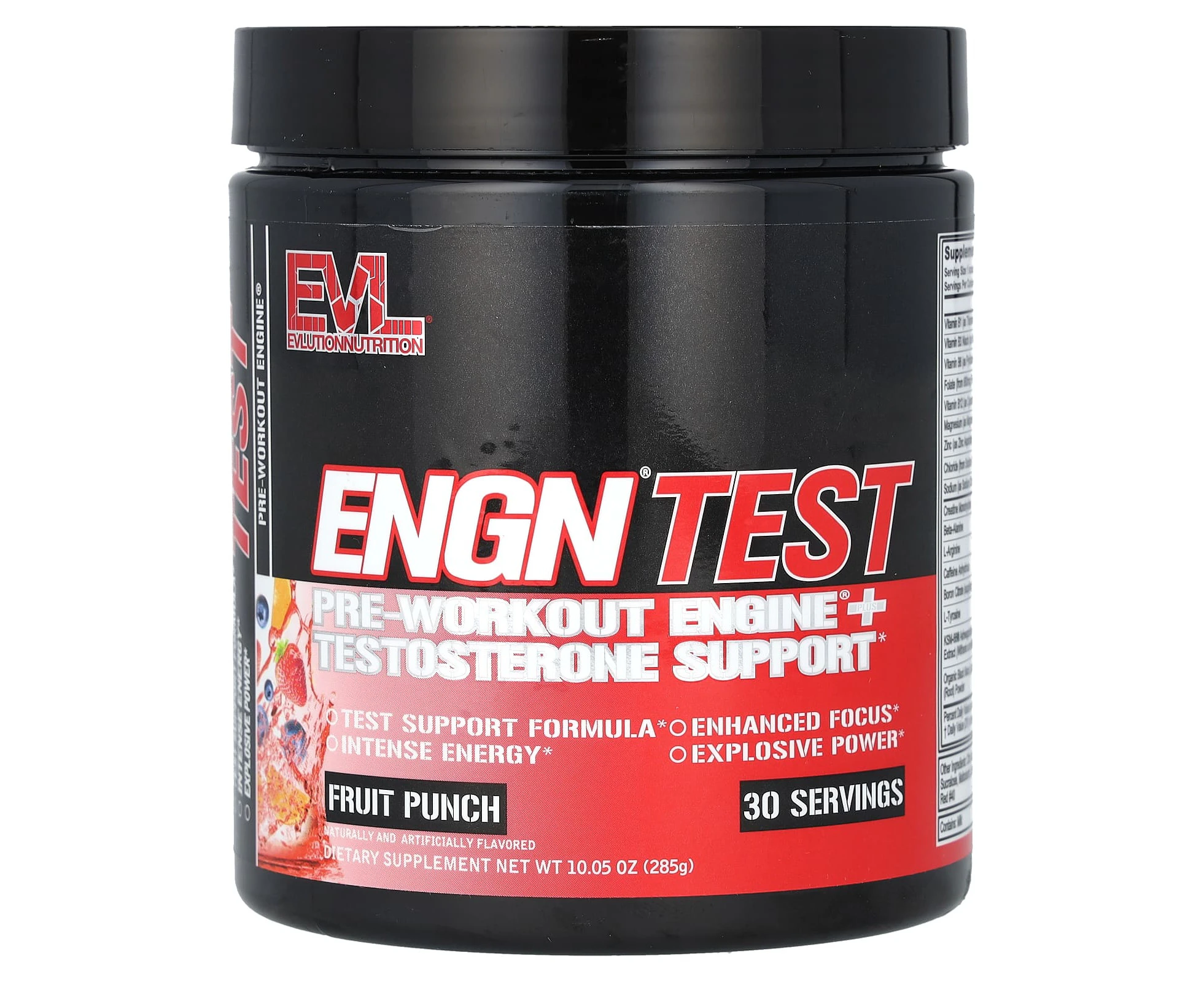 EVLution Nutrition, ENGN Test, Pre-Workout Engine + Testosterone Support, Fruit Punch, 10.05 oz (285 g)