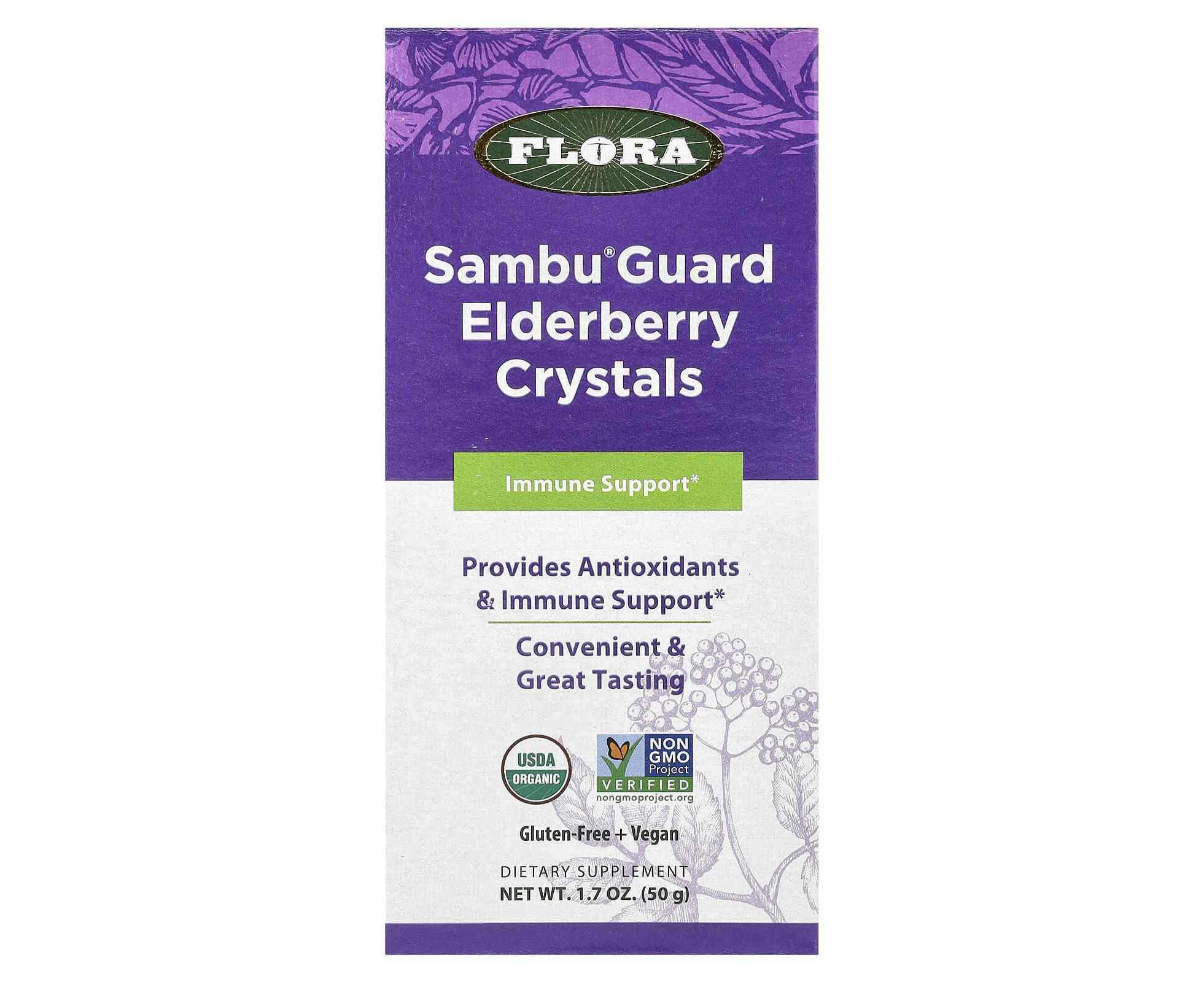 Flora, Sambu Guard Elderberry Crystals, 1.7 oz ( 50 g)