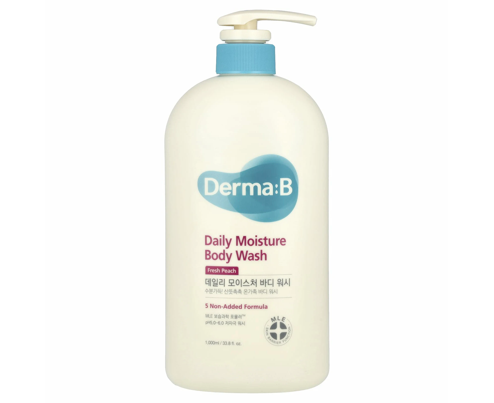 Derma:B, Daily Moisture Body Wash, Fresh Peach, 33.8 fl oz (1,000 ml)