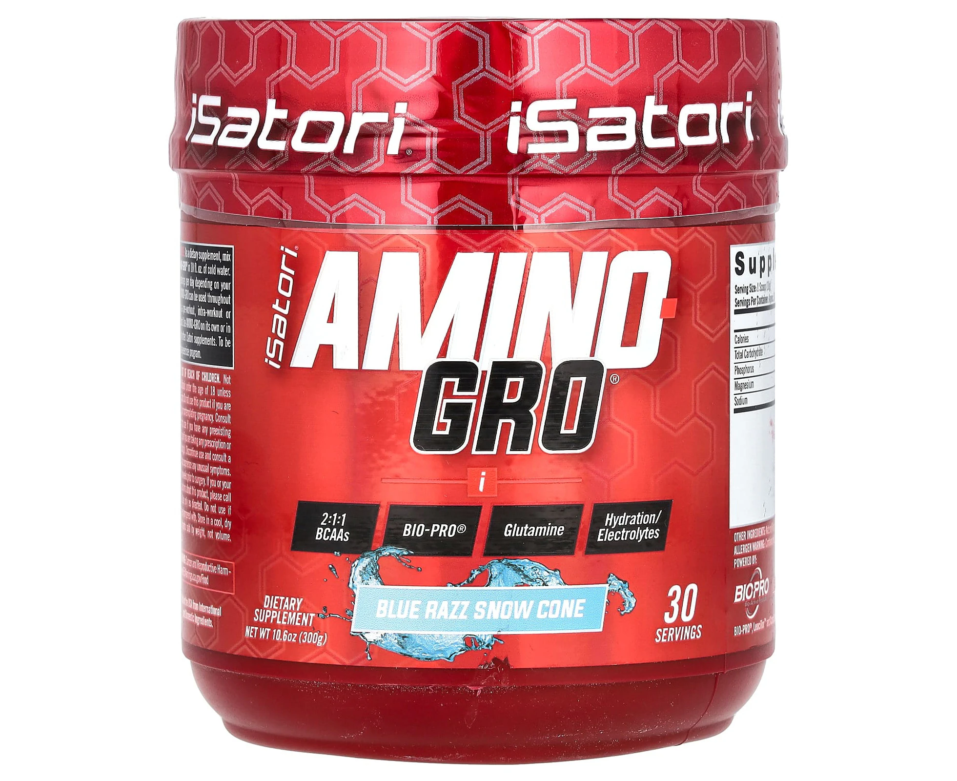 Isatori, Amino-Gro, Blue Razz Snow Cone , 10.6 oz (300 g)