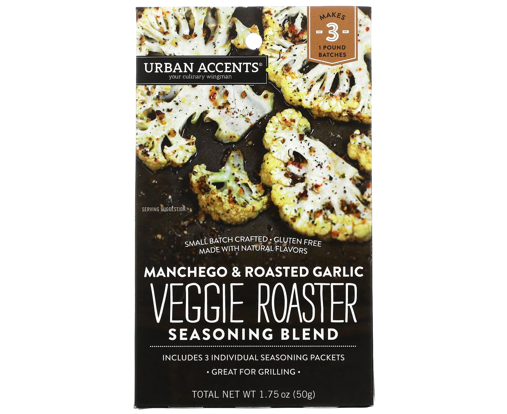 Urban Accents, Veggie Roaster Seasoning Blend, Manchego & Roasted Garlic, 1.75 oz (50 g)