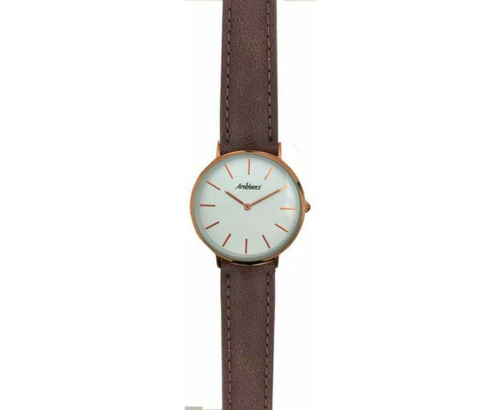 Arabians Dpa2231m Unisex Leather Watch Brown Rose Gold