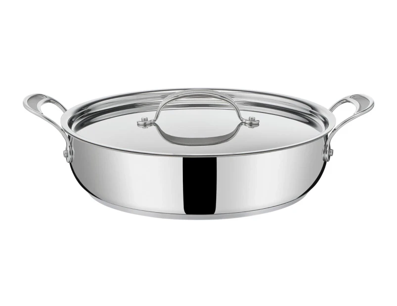 Jamie Oliver by Tefal Cooks Classic 30cm Non-Stick Induction Stainless Steel Shallow Pan w/ Lid