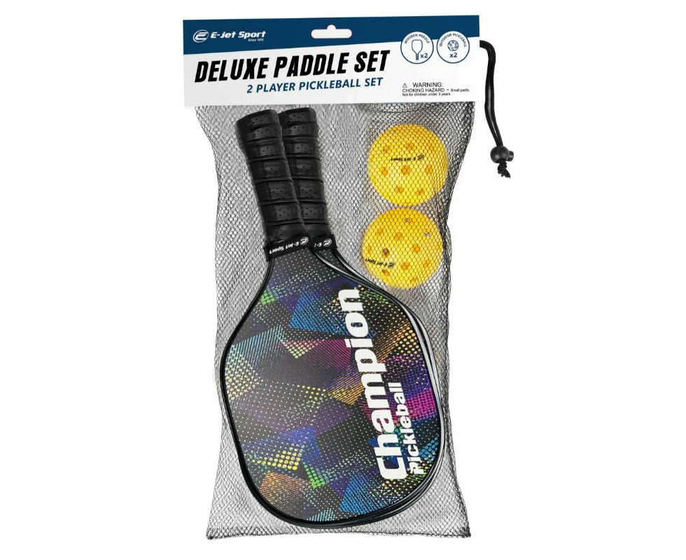 E-JET SPORT PICKLEBALL 2 PLAYER WOODEN SET - DELUXE