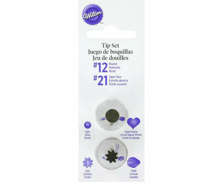 Wilton Round #12 & Star #21 Tip Set