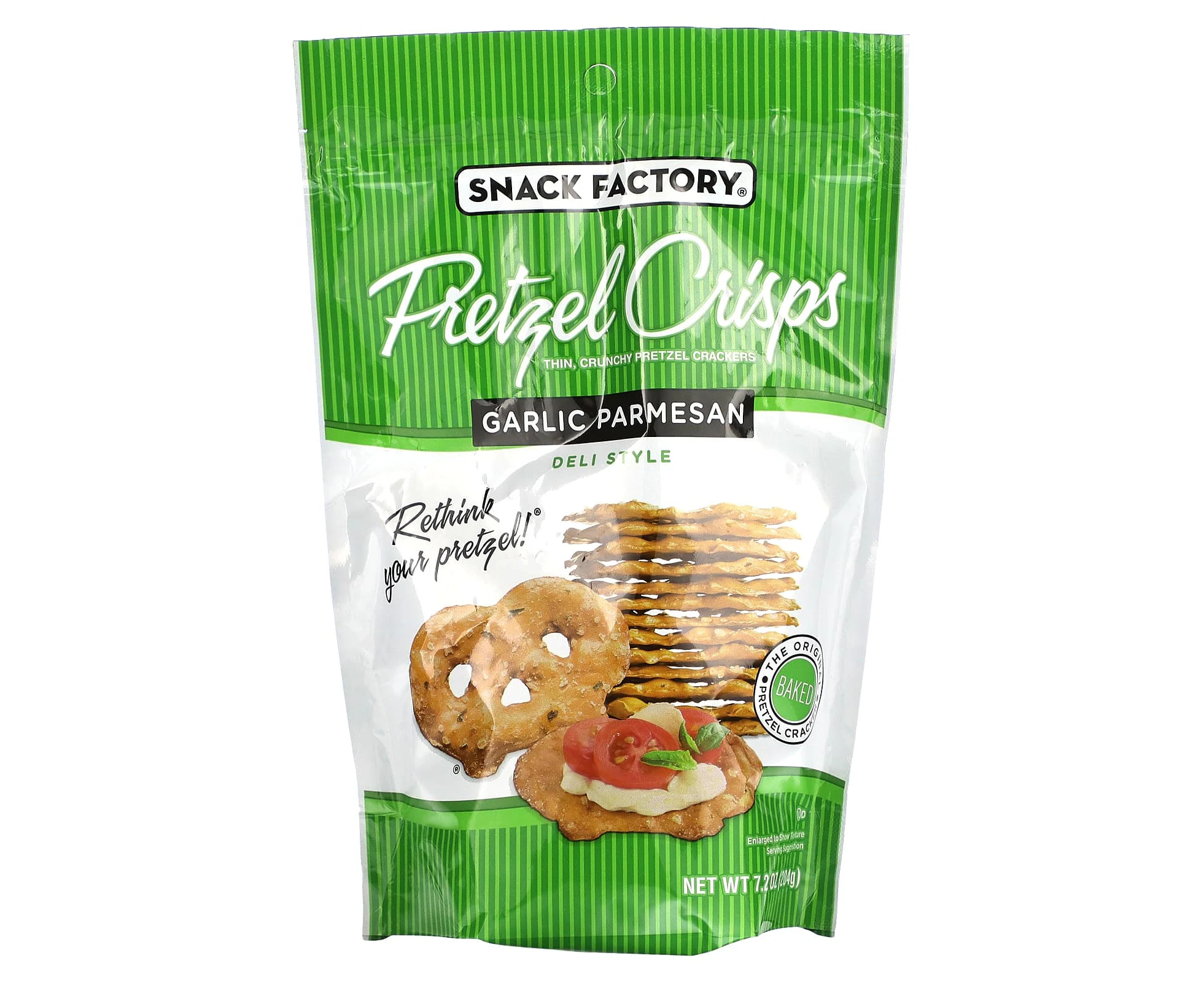 Snack Factory, Pretzel Crisps, Garlic Parmesan, Deli Style, 7.2 oz (204 g)