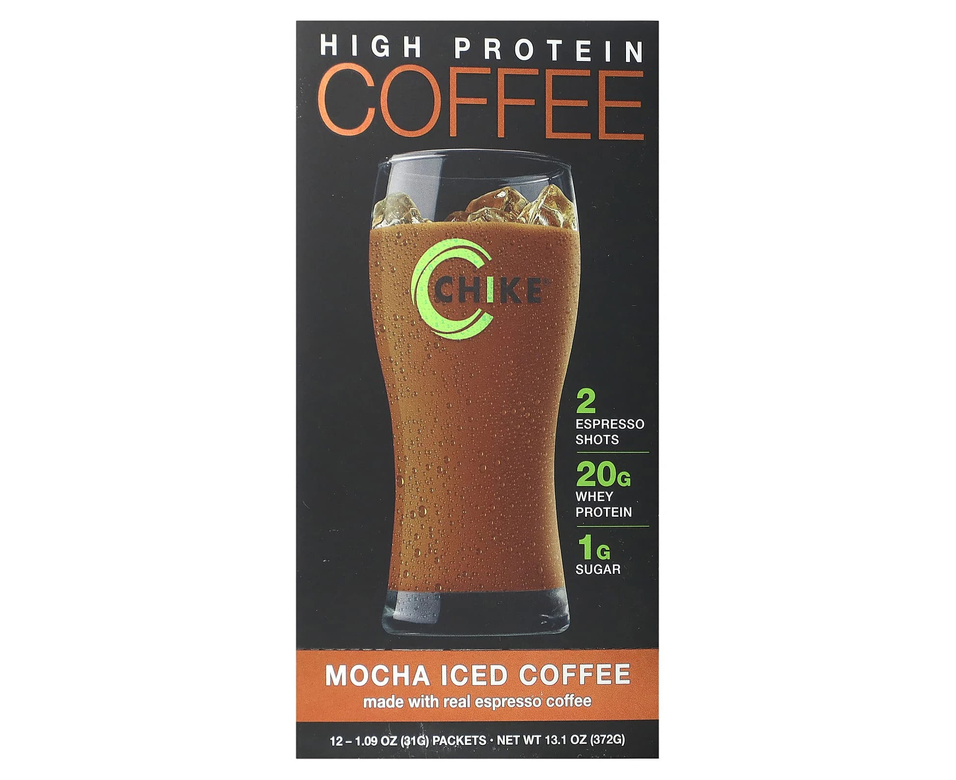 Chike Nutrition, High Protein Iced Coffee, Mocha, 12 Packets, 1.09 oz (31 g) Each