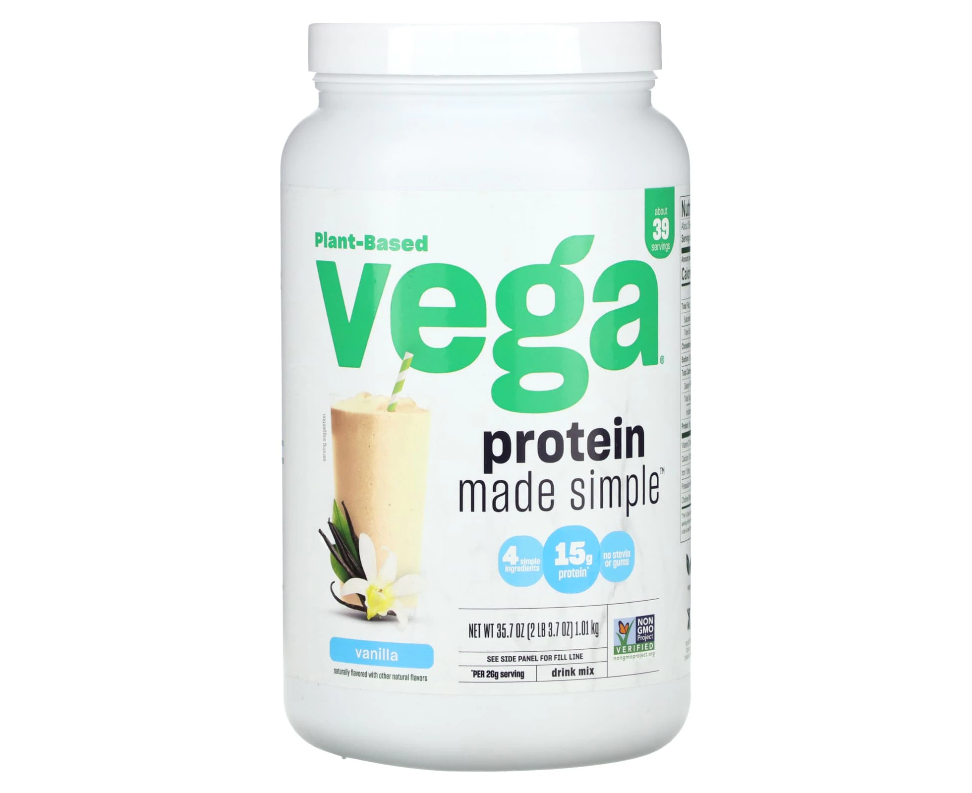 Vega, Plant-Based, Protein Made Simple, Vanilla, 2 lbs (3.7 oz)