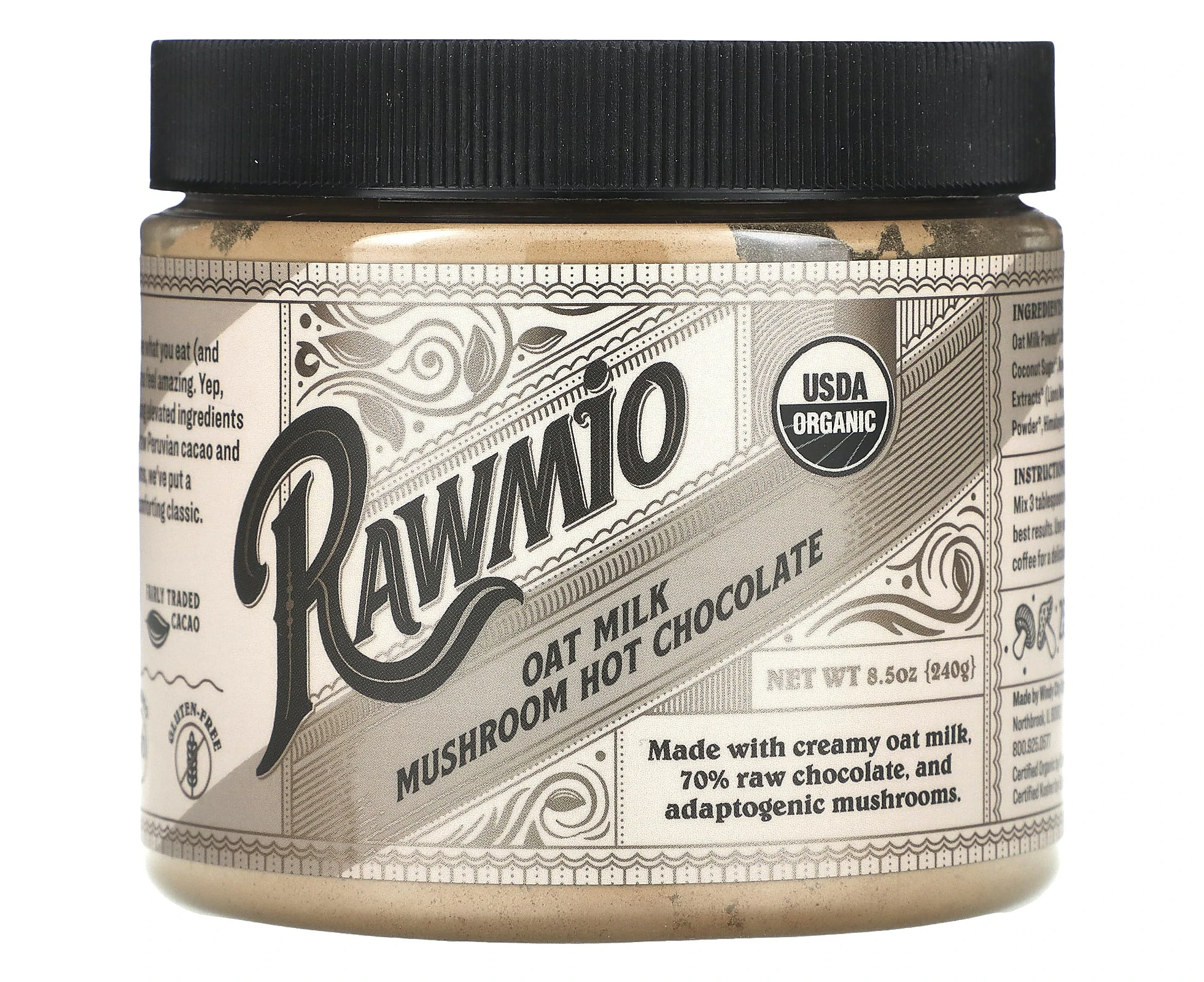 Rawmio, Oat Milk Mushroom Hot Chocolate, 8.5 oz (240 g)