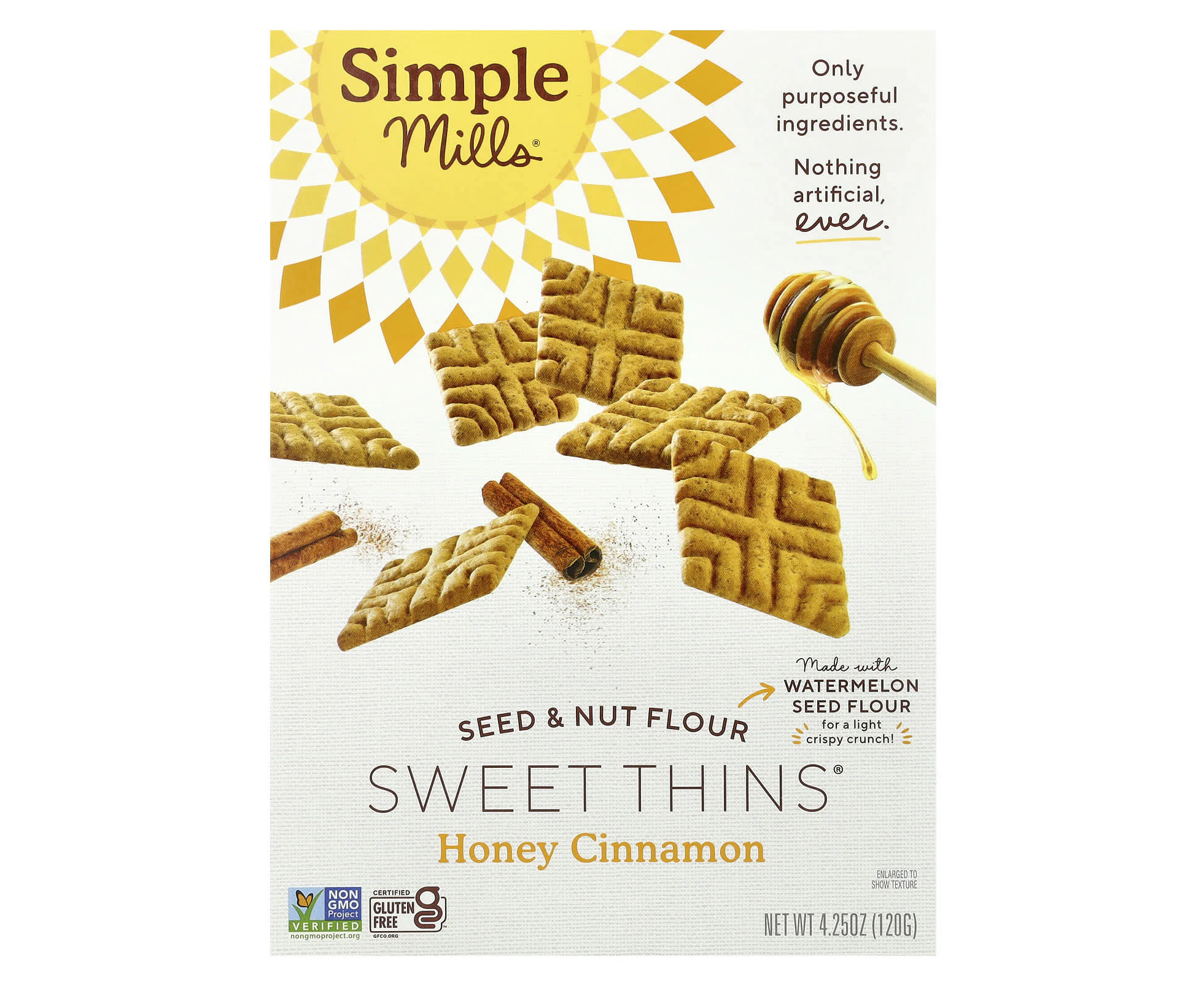 Simple Mills, Seed & Nut Flour, Sweet Thins¬Æ, Honey Cinnamon, 4.25 oz (120 g)