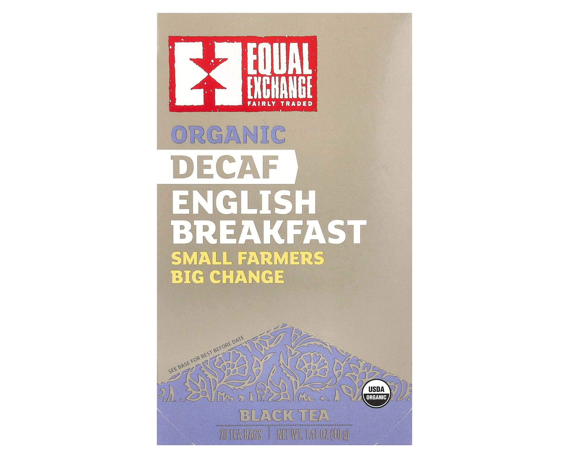 Equal Exchange, Organic Decaf English Breakfast, Black Tea, 20 Tea Bags, 1.41 oz (40 g)