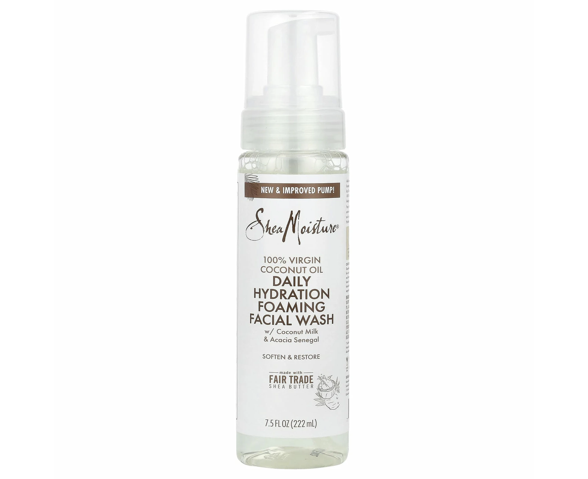 SheaMoisture, Daily Hydration Foaming Facial Wash, 100% Virgin Coconut Oil, 7.5 fl oz (222 ml)