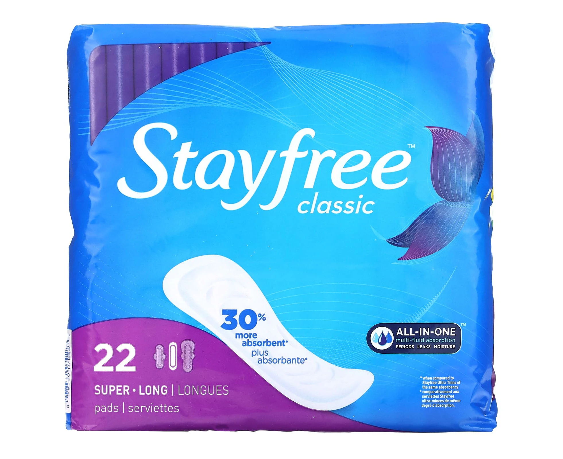 Stayfree, Classic, Super Long Pads, Fragrance-Free, 22 Pads