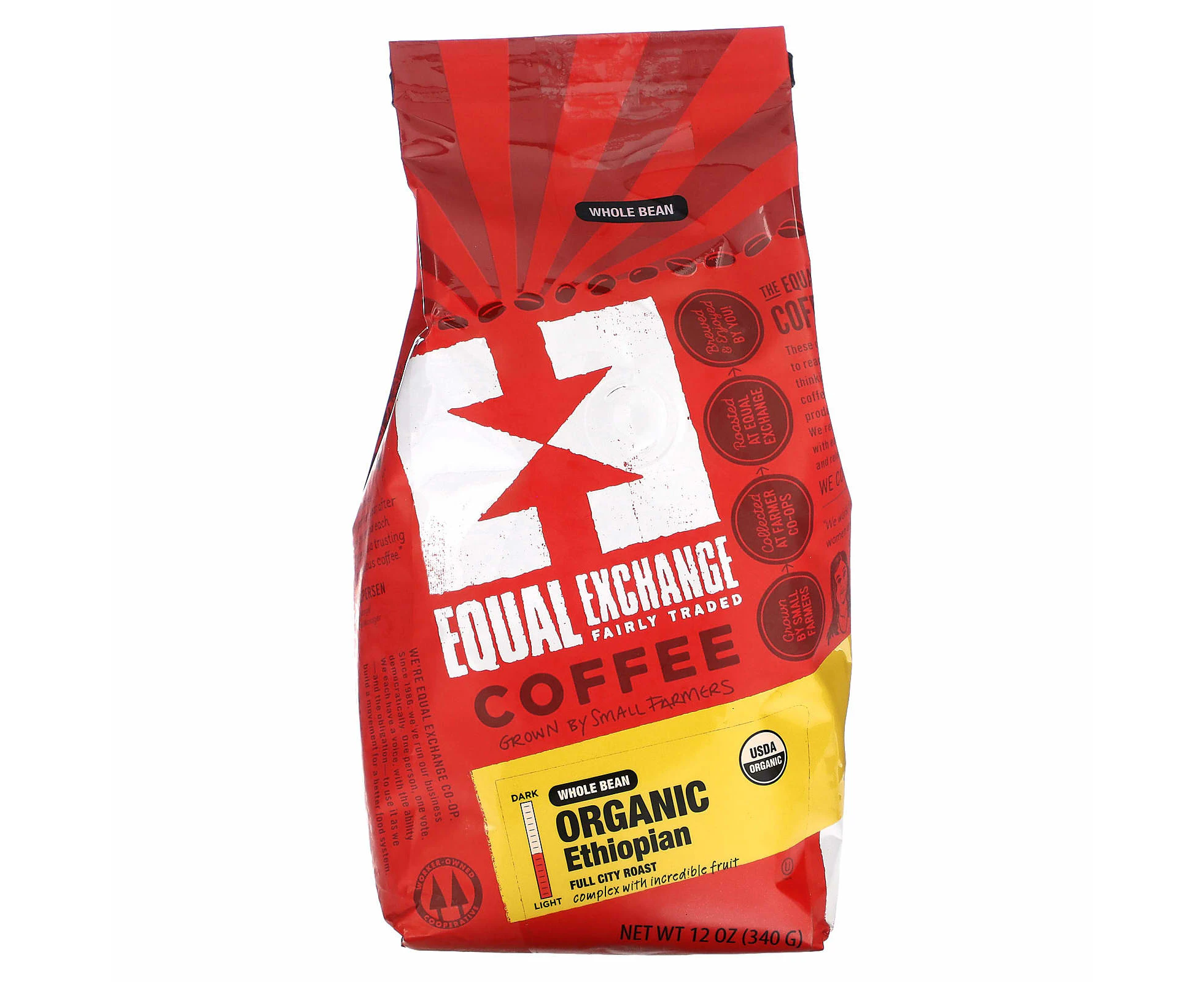 Equal Exchange, Organic Coffee, Ethiopian, Whole Bean, Full City Roast, 12 oz (340 g)