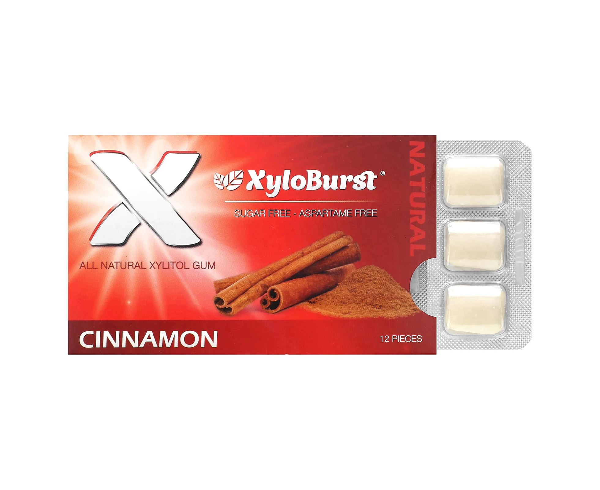 Xyloburst, Xylitol Gum, Cinnamon, 12 Pieces