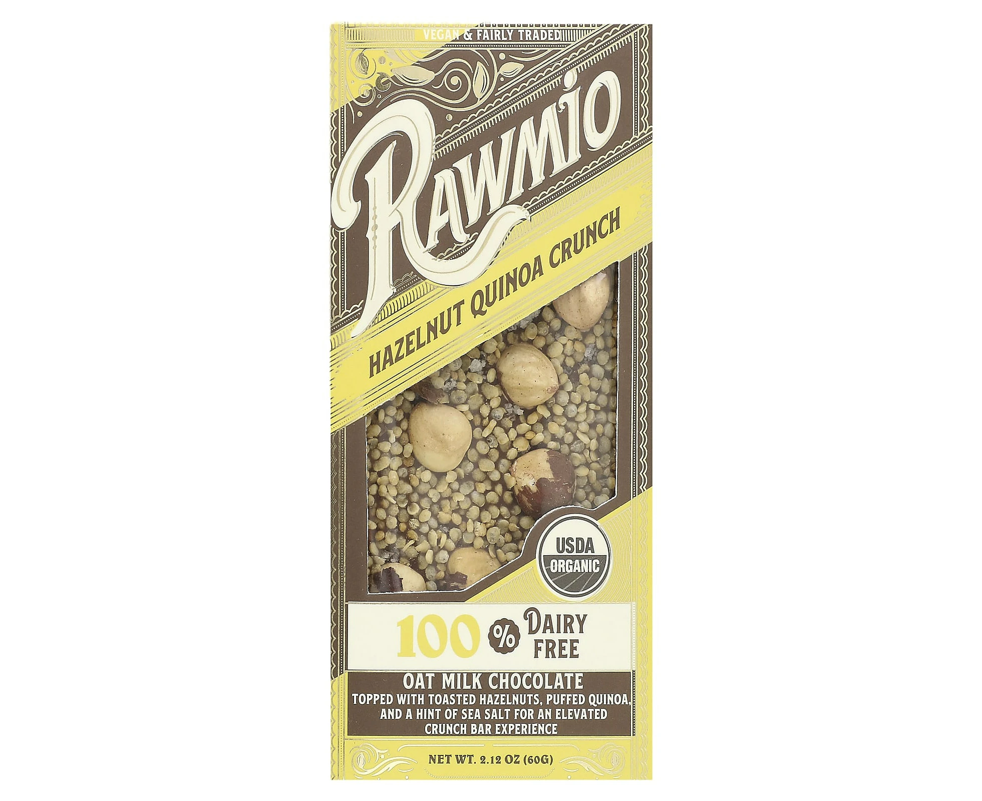 Rawmio, Oat Milk Chocolate, Hazelnut Quinoa Crunch, 2.12 oz (60 g)