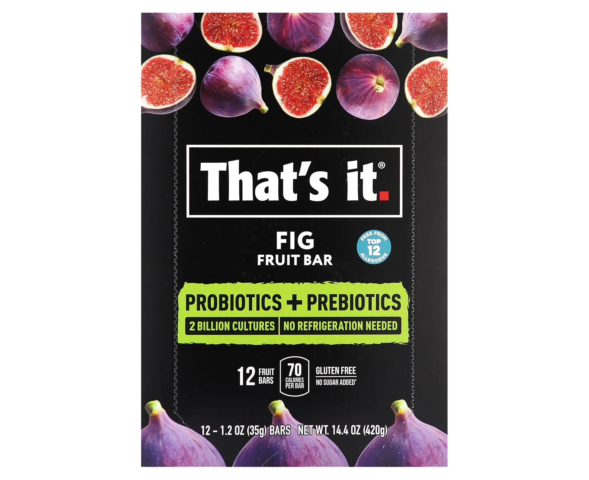 That's It, Prebiotics + Probiotics Fruit Bar, Fig, 12 Bars, 1.2 oz (35 g) Each