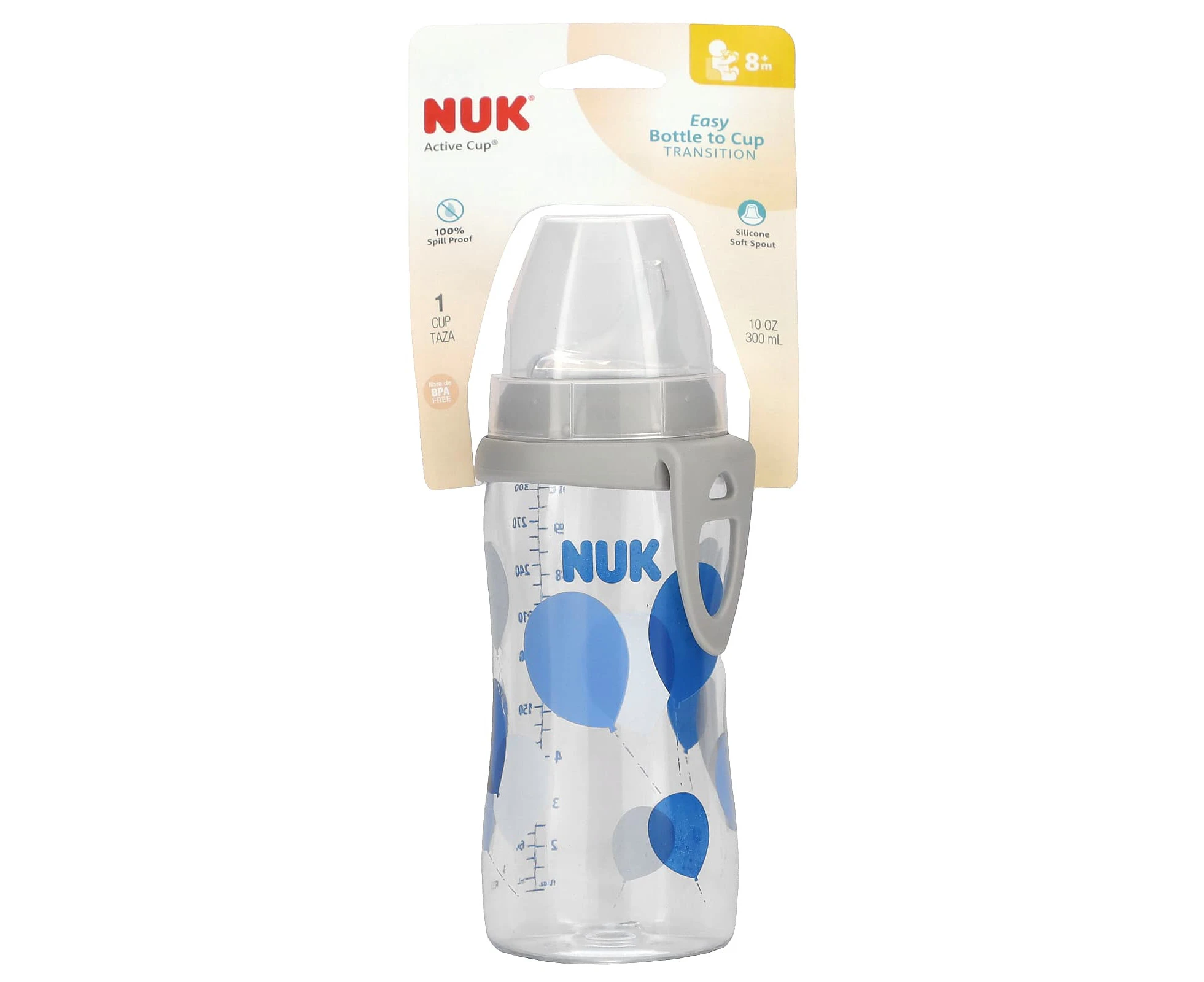 NUK, Active Cup, 8+ Months, Balloons/Blue, 10 oz (300 ml)