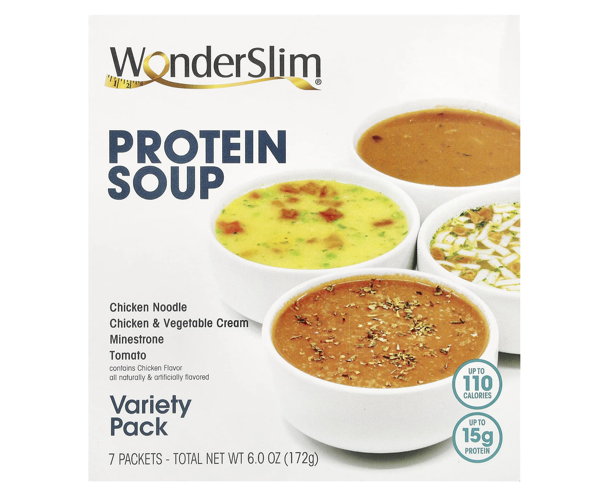 WonderSlim, Protein Soup, Variety Pack, 7 Packets