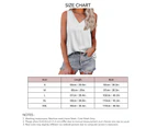 Women V Neck Tank Top Pure Color Satin Finish Fashionable Sleeveless Satin Plain Color Top White L