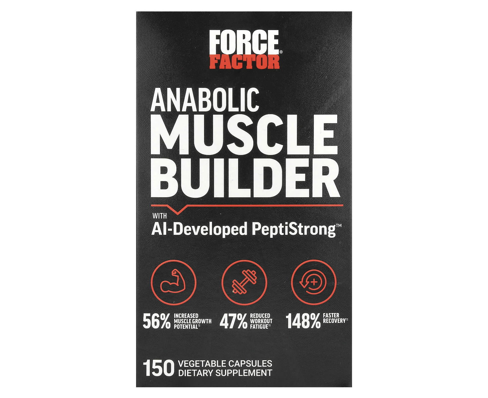 Force Factor, Anabolic Muscle Builder With AI-Developed PeptiStrong, 150 Vegetable Capsules