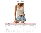 Sleeveless Cable Knit Tank V Neckline Pure Color Cable Knit Tank Tee Shirt For Women Dating Apricot L