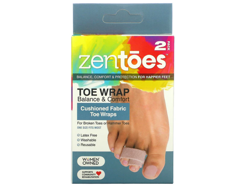 ZenToes, Toe Wrap Balance & Comfort, Cushioned Fabric Toe Wraps, 2 Pack