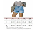 Women Shorts Distressed Slim Fitting Pants Holes Rolled Hem Shorts Mid Waisted Summer Fashionable Pants Blue Xxl