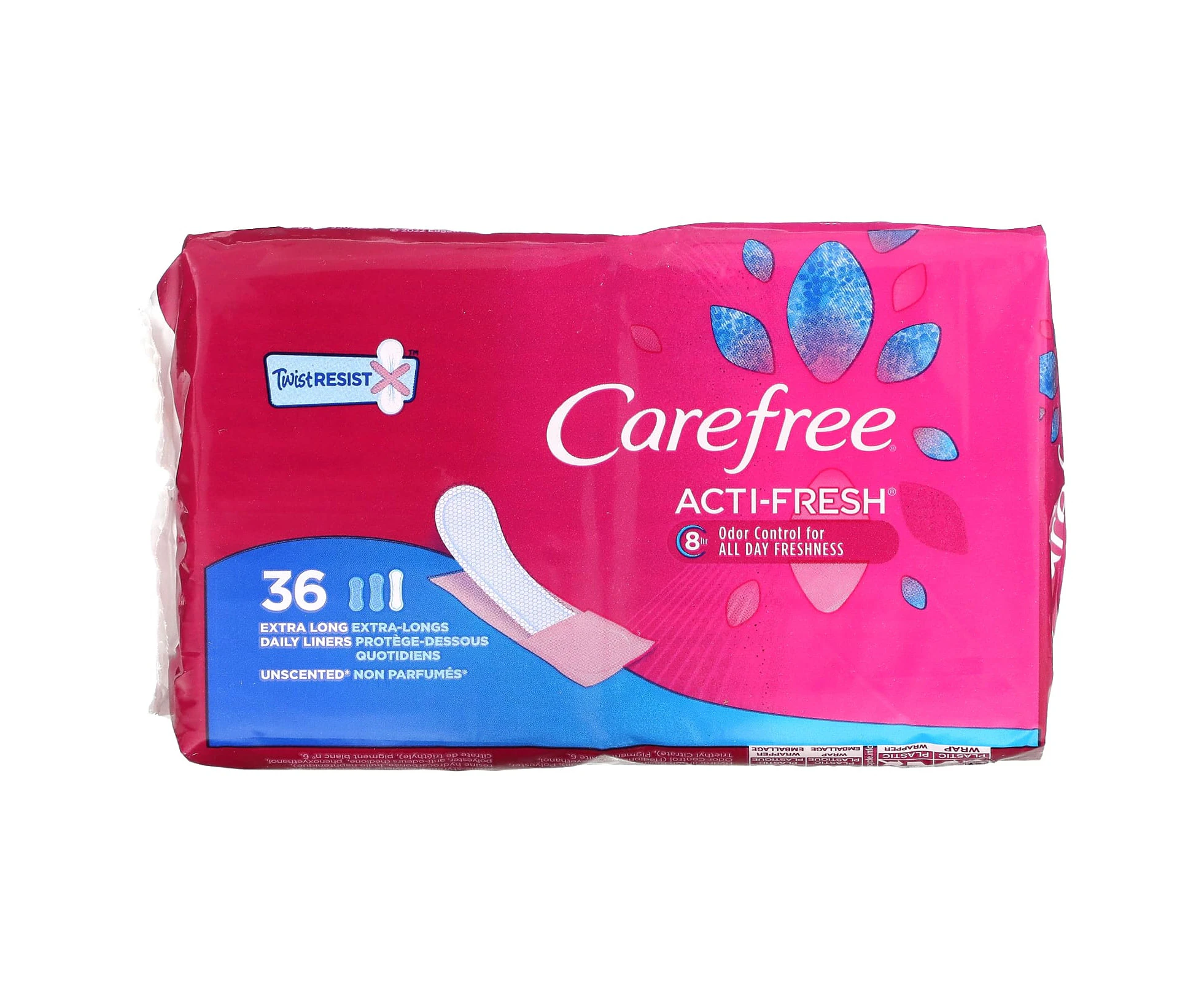 Carefree, Acti-Fresh, Daily Liners, Extra Long, Unscented, 36 Liners