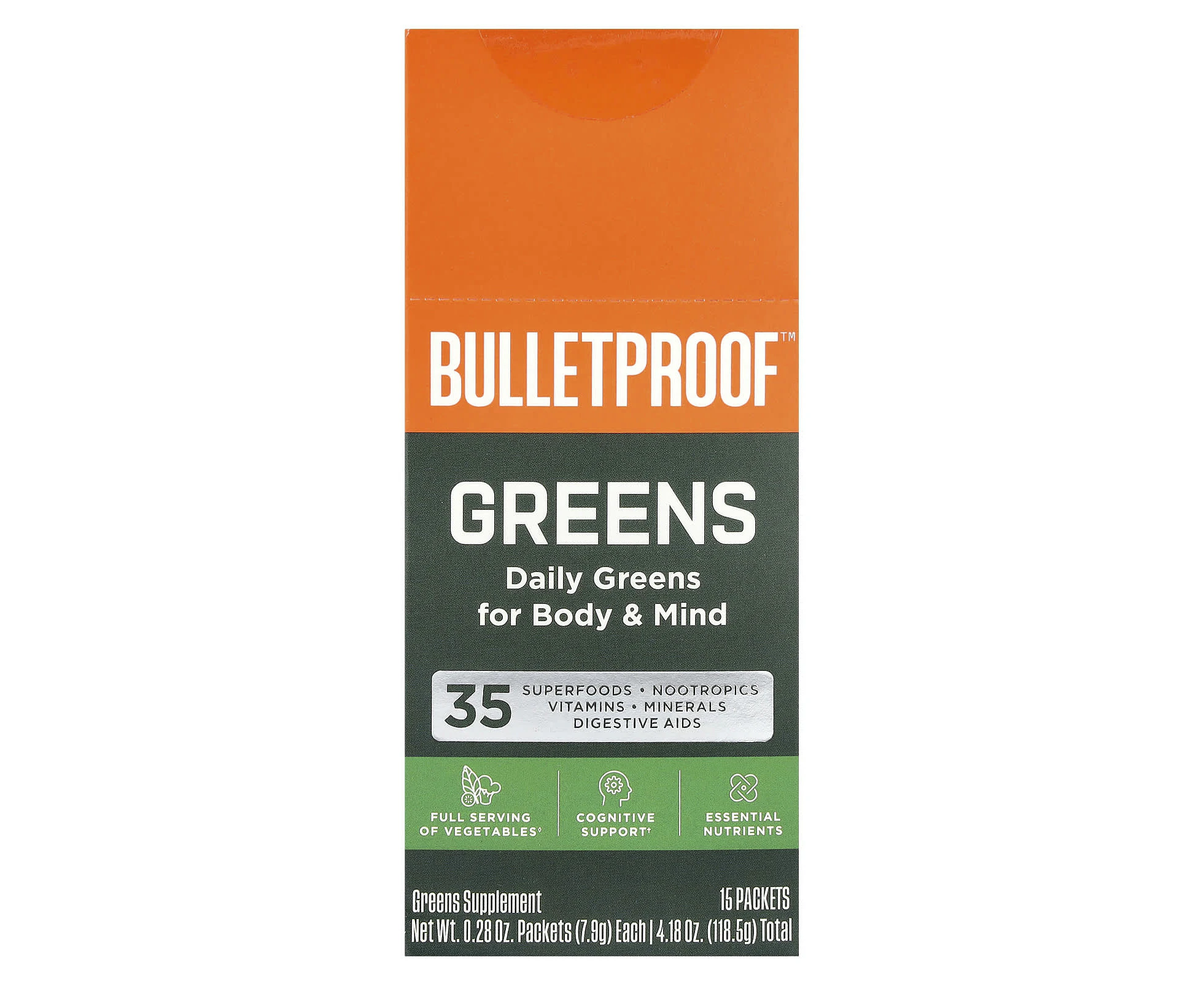 BulletProof, Greens, 15 Packets, 0.28 oz (7.9 g) Each