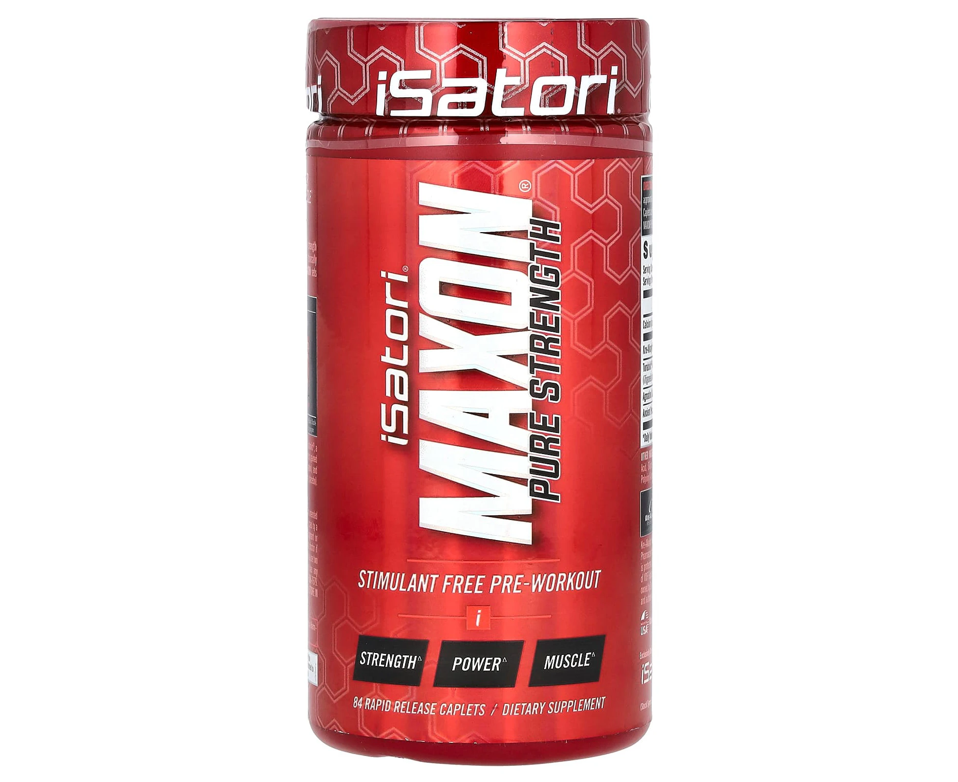 Isatori, Maxon Pure Strength, Stimulant Free Pre-Workout, 84 Rapid Release Caplets