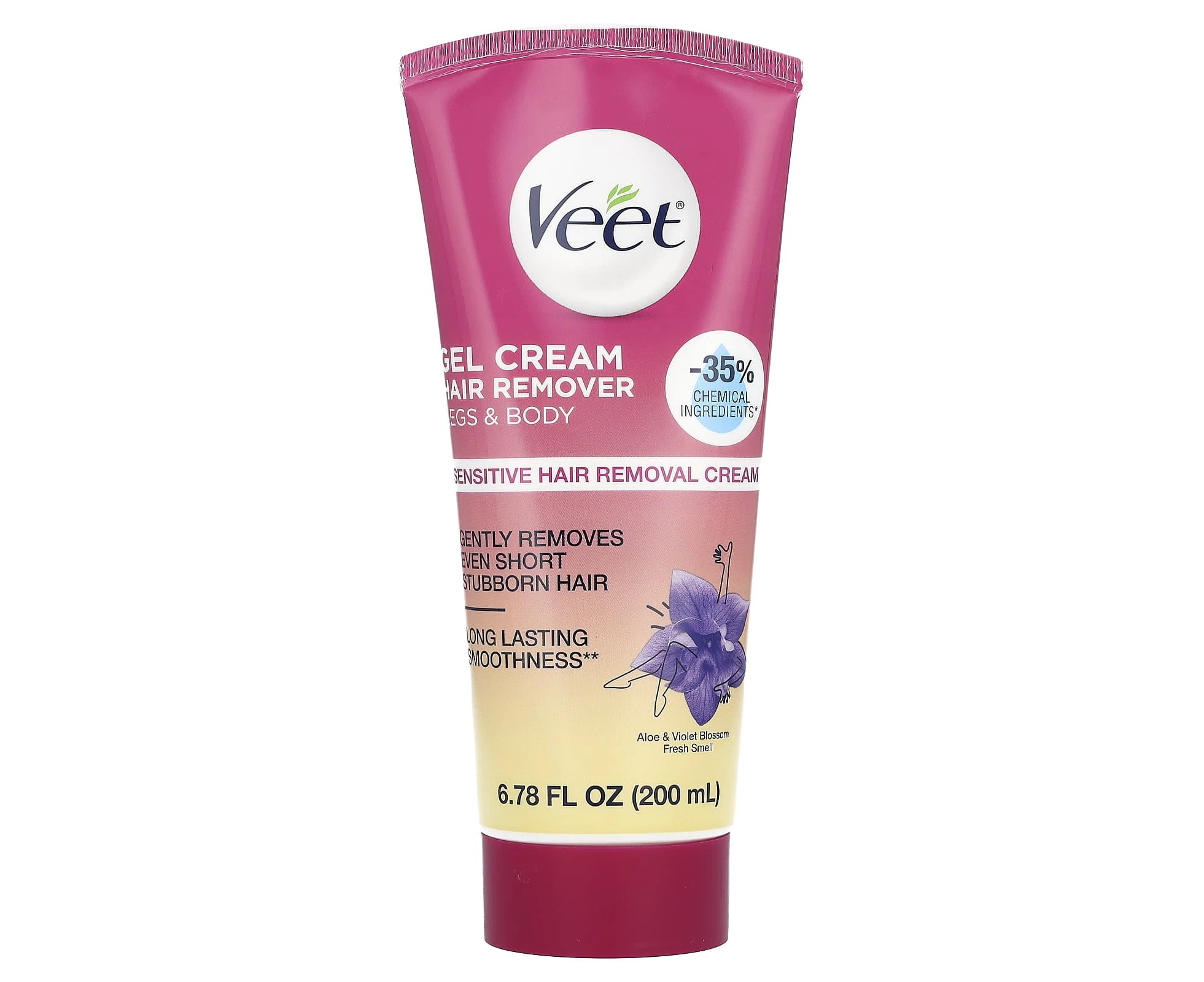 Veet, Sensitive Gel Cream Hair Remover, Aloe & Violet Blossom Fresh, 6.78 fl oz (200 ml)