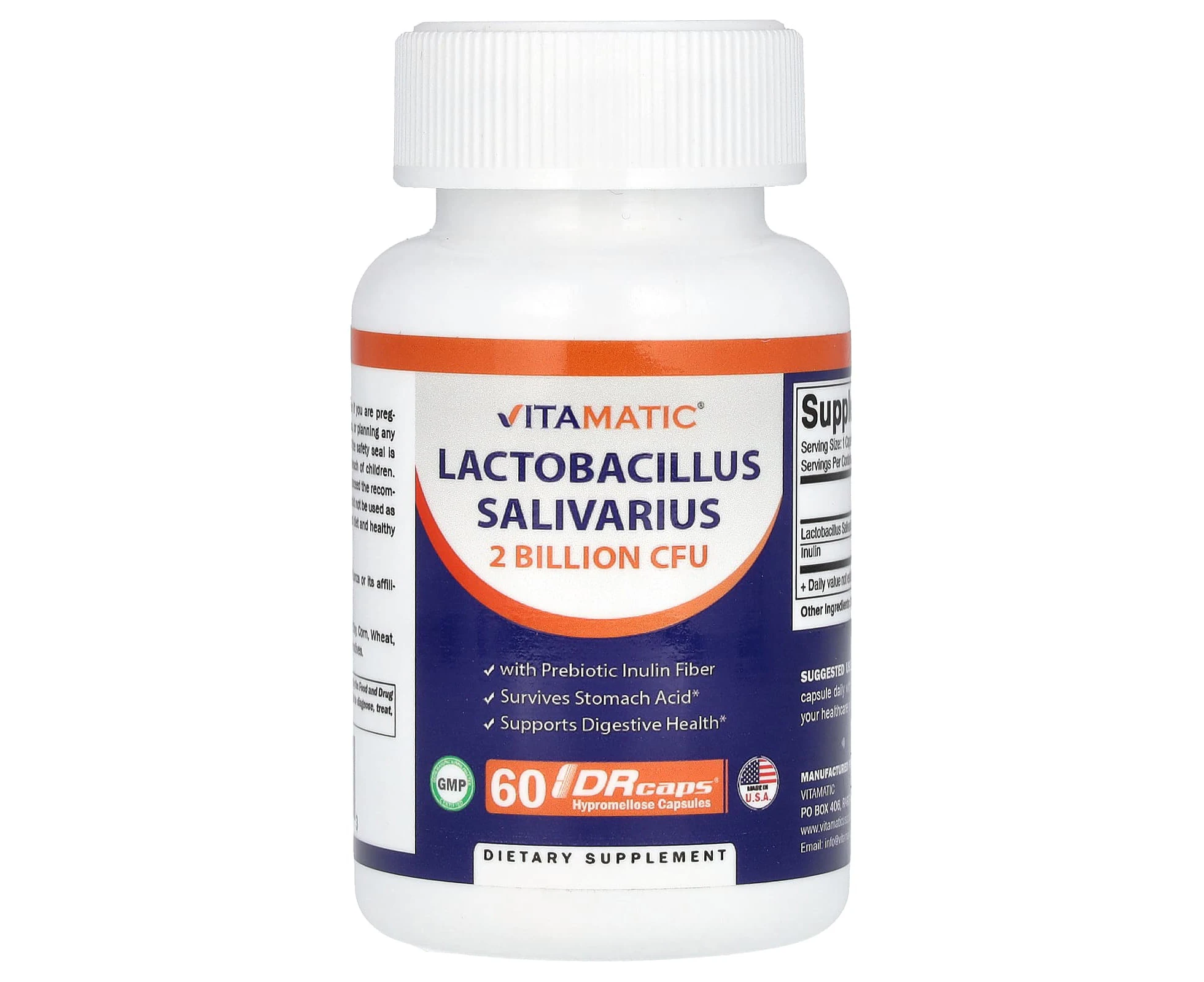 Vitamatic, Lactobacillus Salivarius, 2 Billion CFU, 60 DRCaps