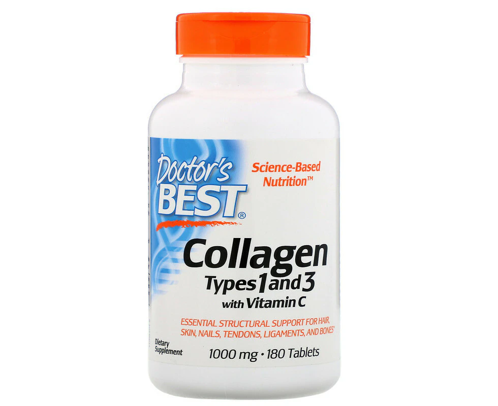 Doctor's Best, Collagen Types 1 and 3 with Vitamin C, 1,000 mg, 180 Tablets