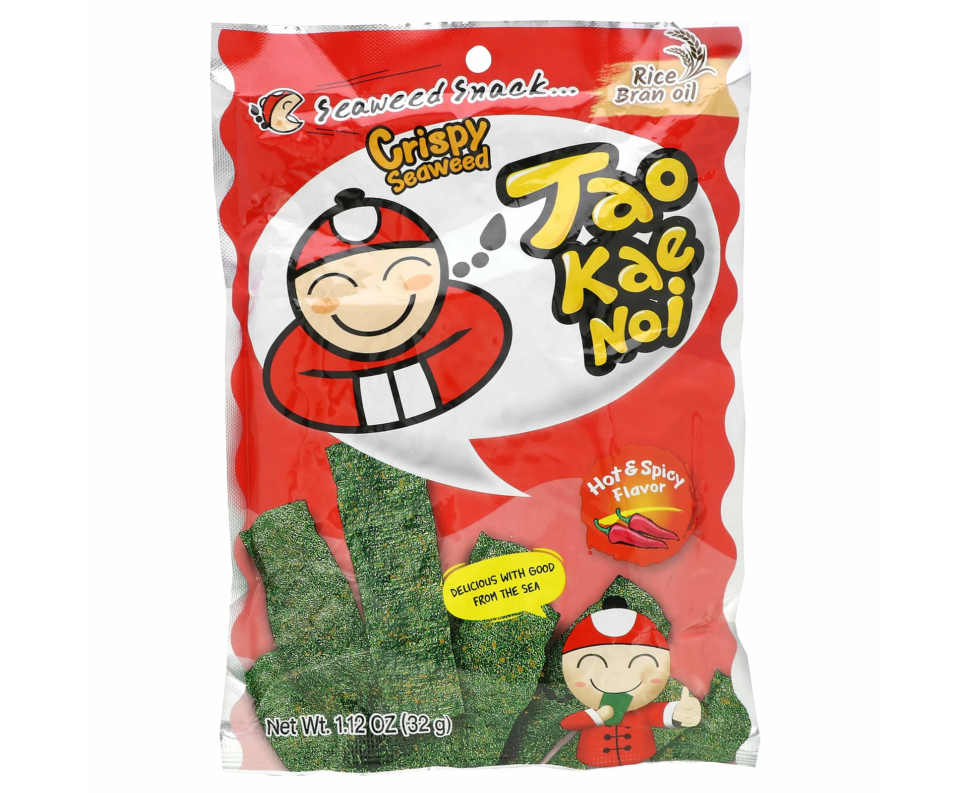 Tao Kae Noi, Crispy Seaweed Snack, Hot & Spicy , 1.12 oz (32 g)