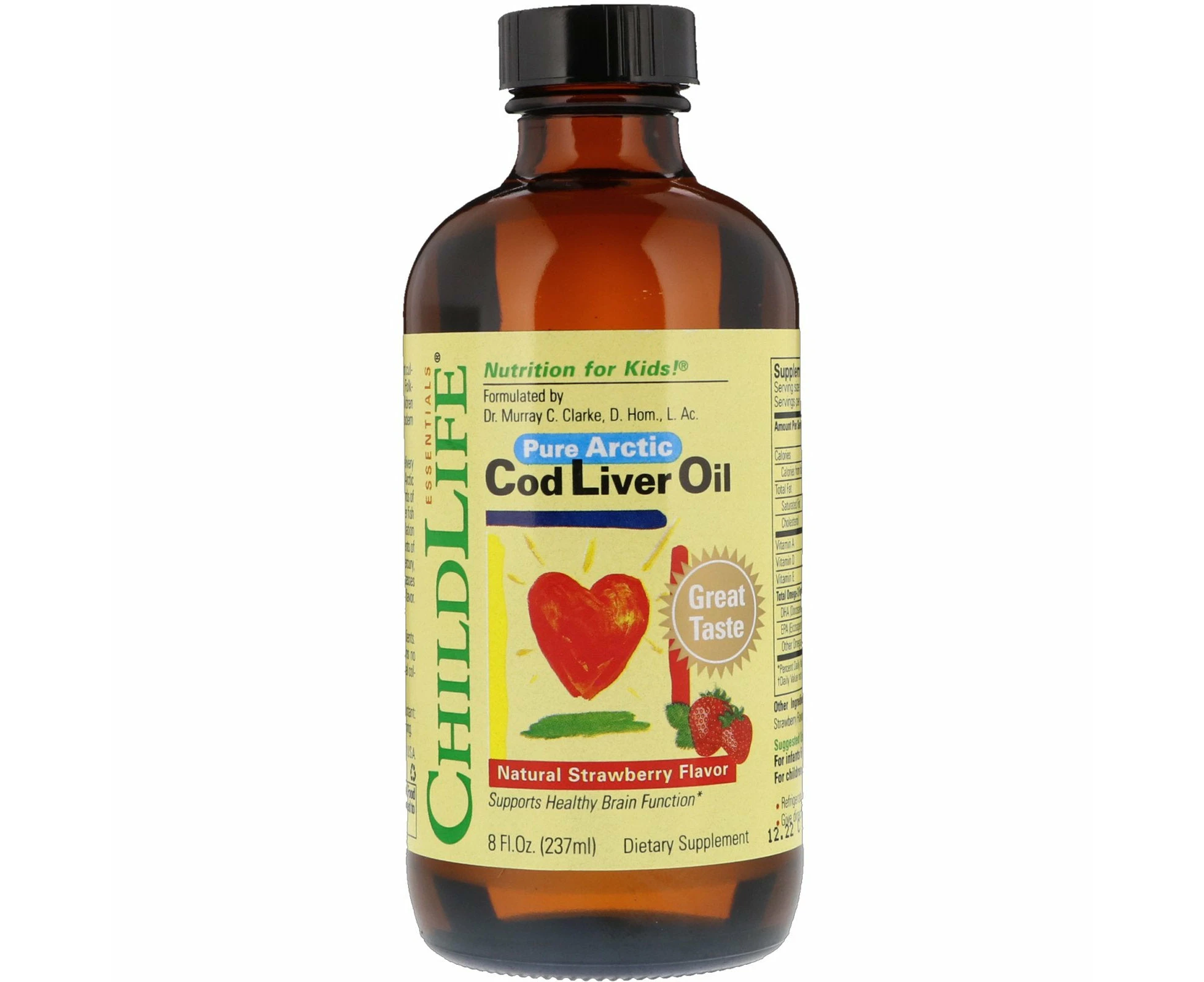 ChildLife, Cod Liver Oil, Natural Strawberry Flavor, 8 fl oz (237 ml)