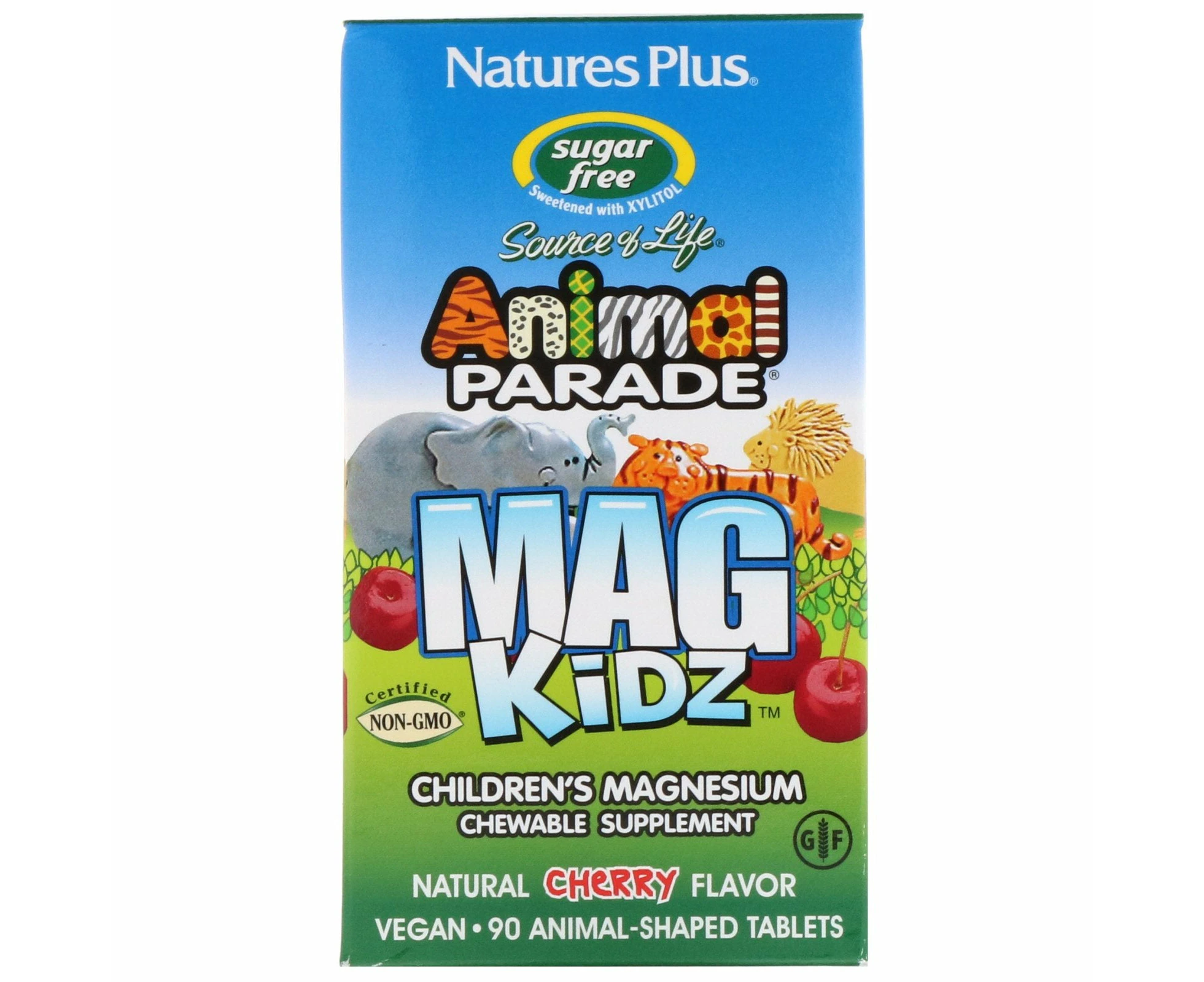 Nature's Plus, Animal Parade, MagKidz, Children's Magnesium, Natural Cherry Flavor, 90 Animal-Shaped Tablets