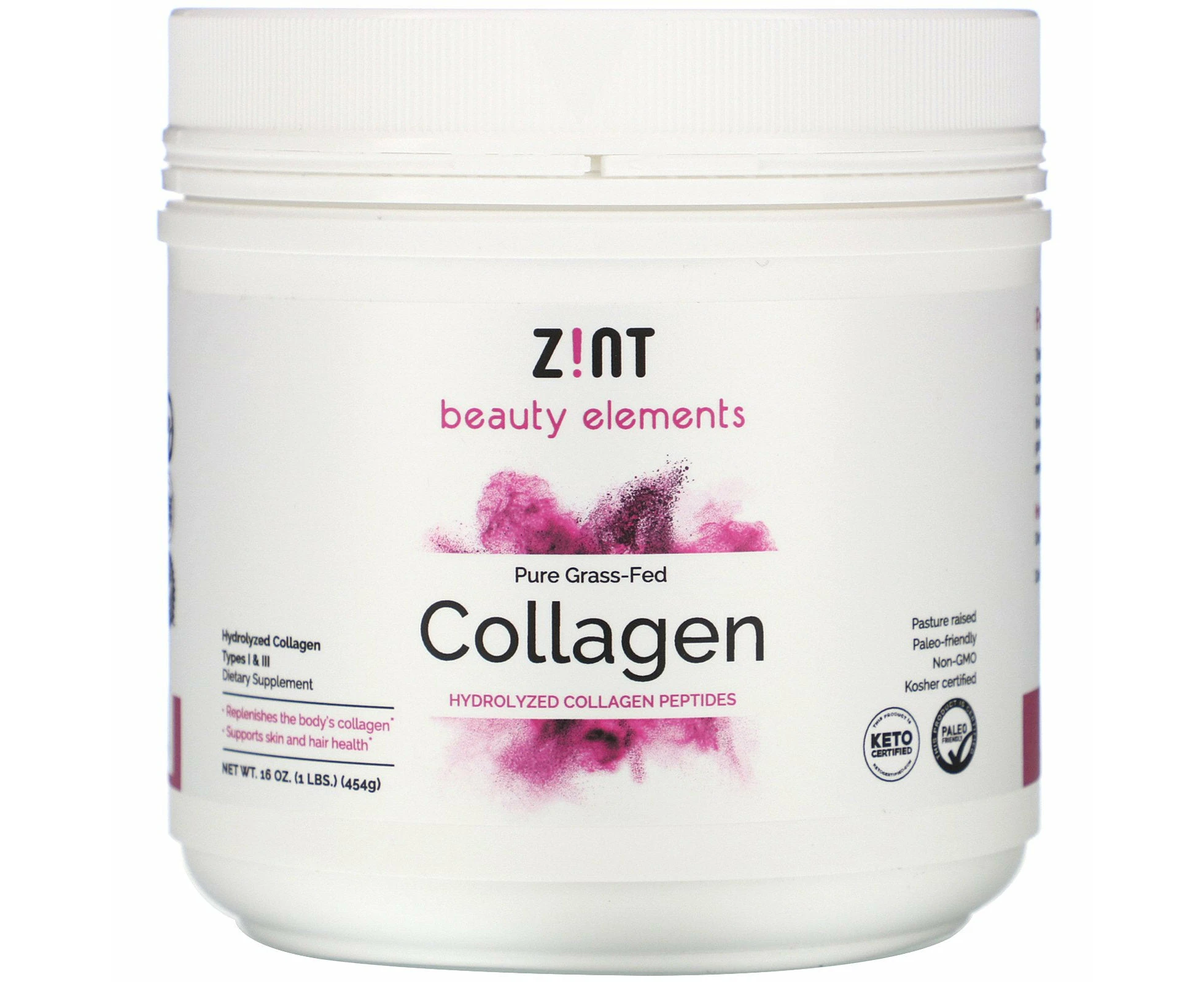 Zint, Pure Grass-Fed Collagen, Hydrolyzed Collagen Peptides, 16 oz (454 g)