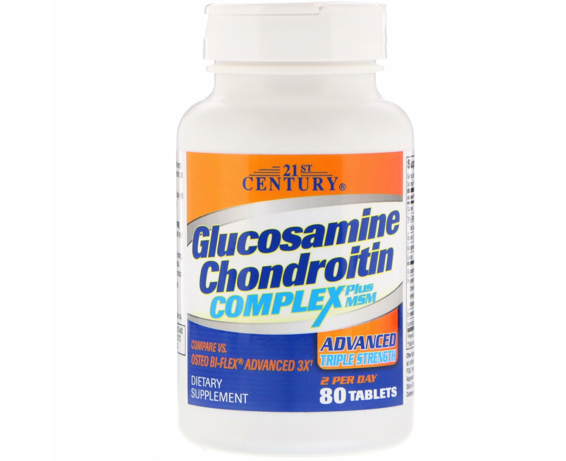 21st Century, Glucosamine Chondroitin Complex Plus MSM, Advanced Triple Strength, 80 Tablets