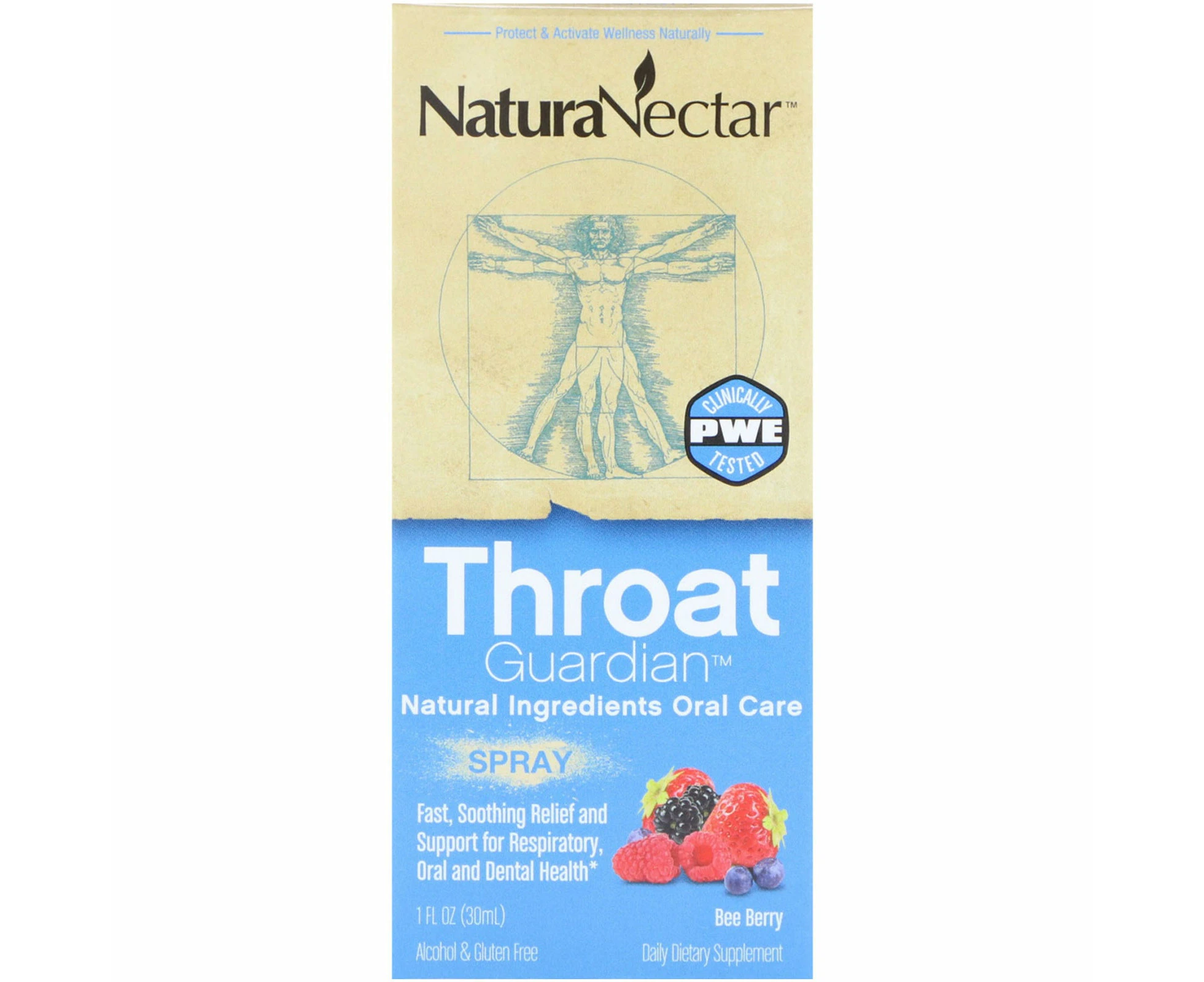 NaturaNectar, Throat Guardian Spray, Bee Berry, 1 fl oz (30 ml)