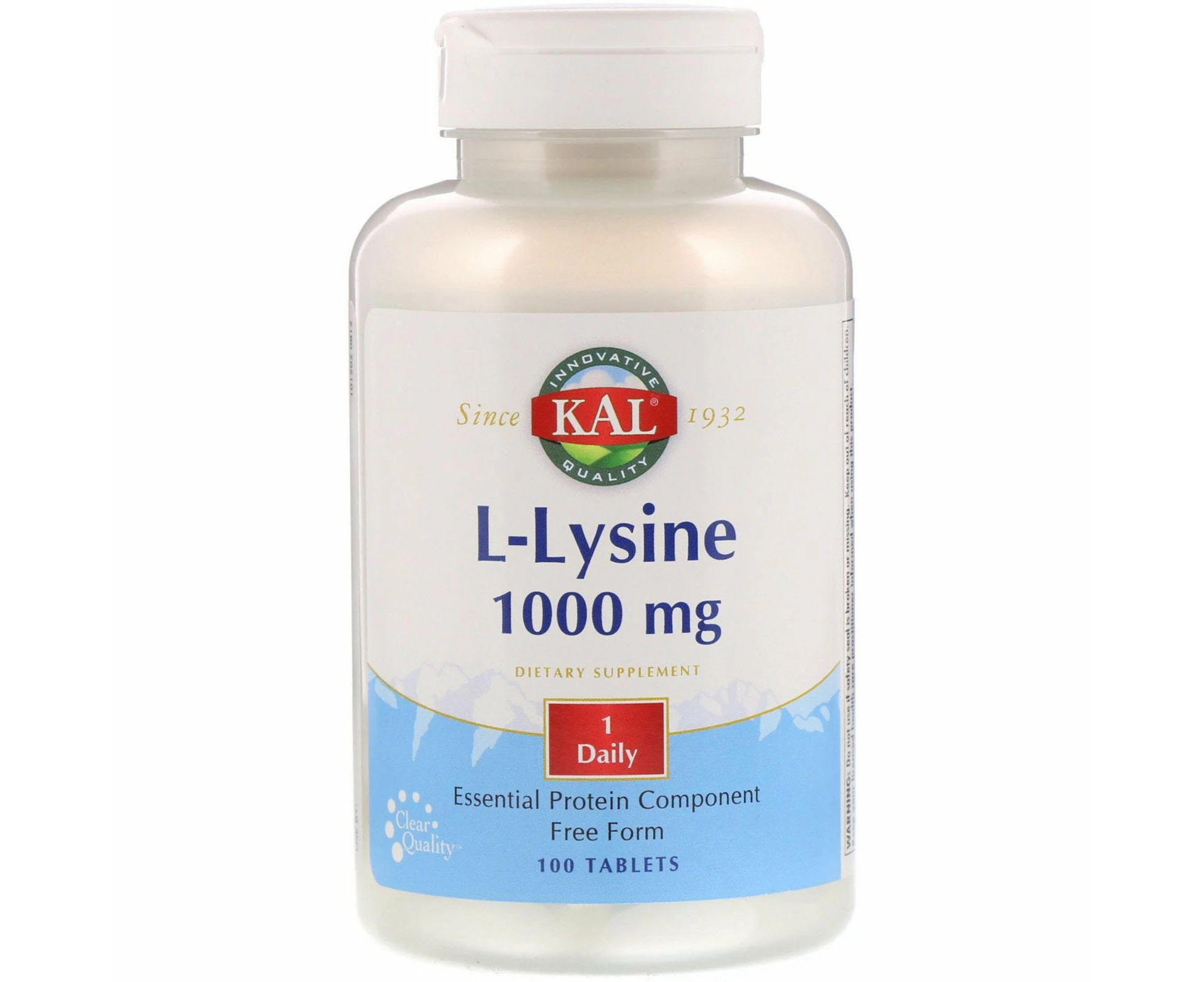 KAL, L-Lysine, 1,000 mg, 100 Tablets